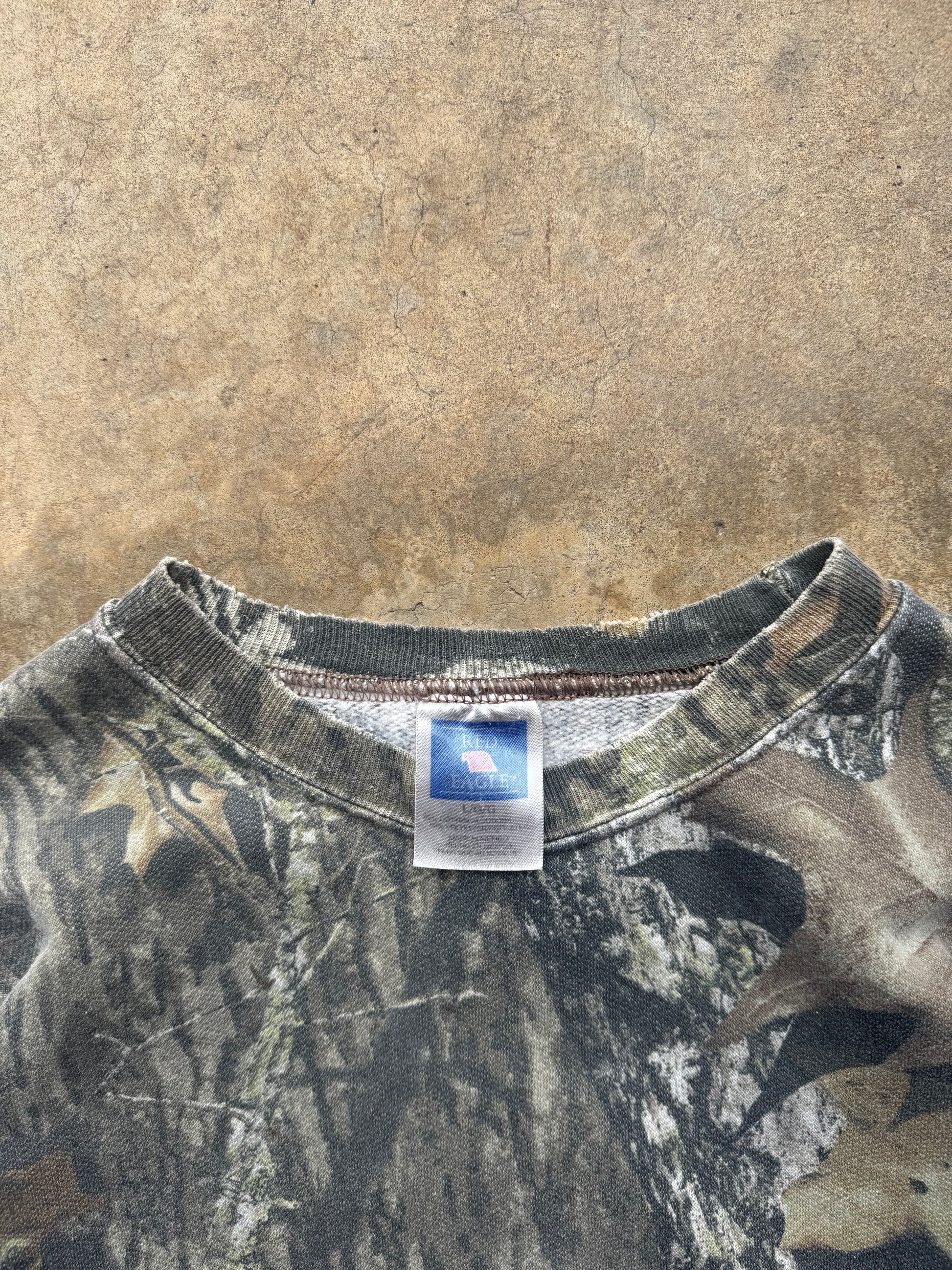 (L) 90s Faded Camo Crewneck