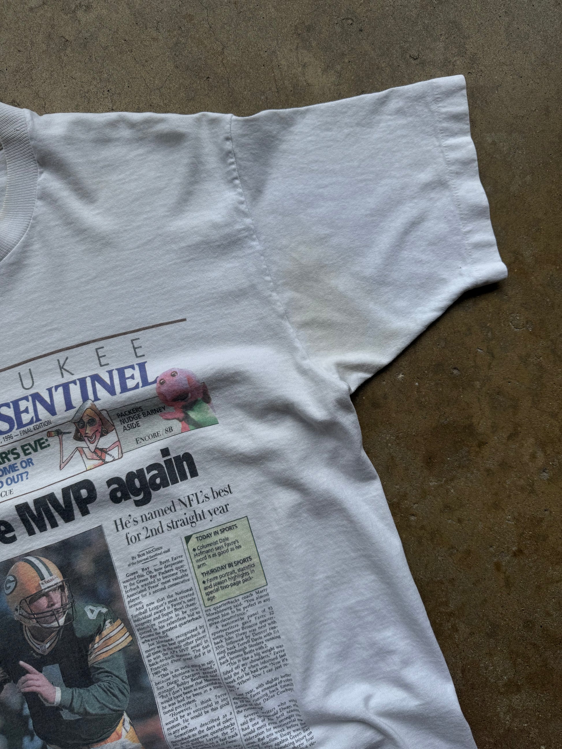 (L) 90s Brett Favre MVP Newspaper Tee