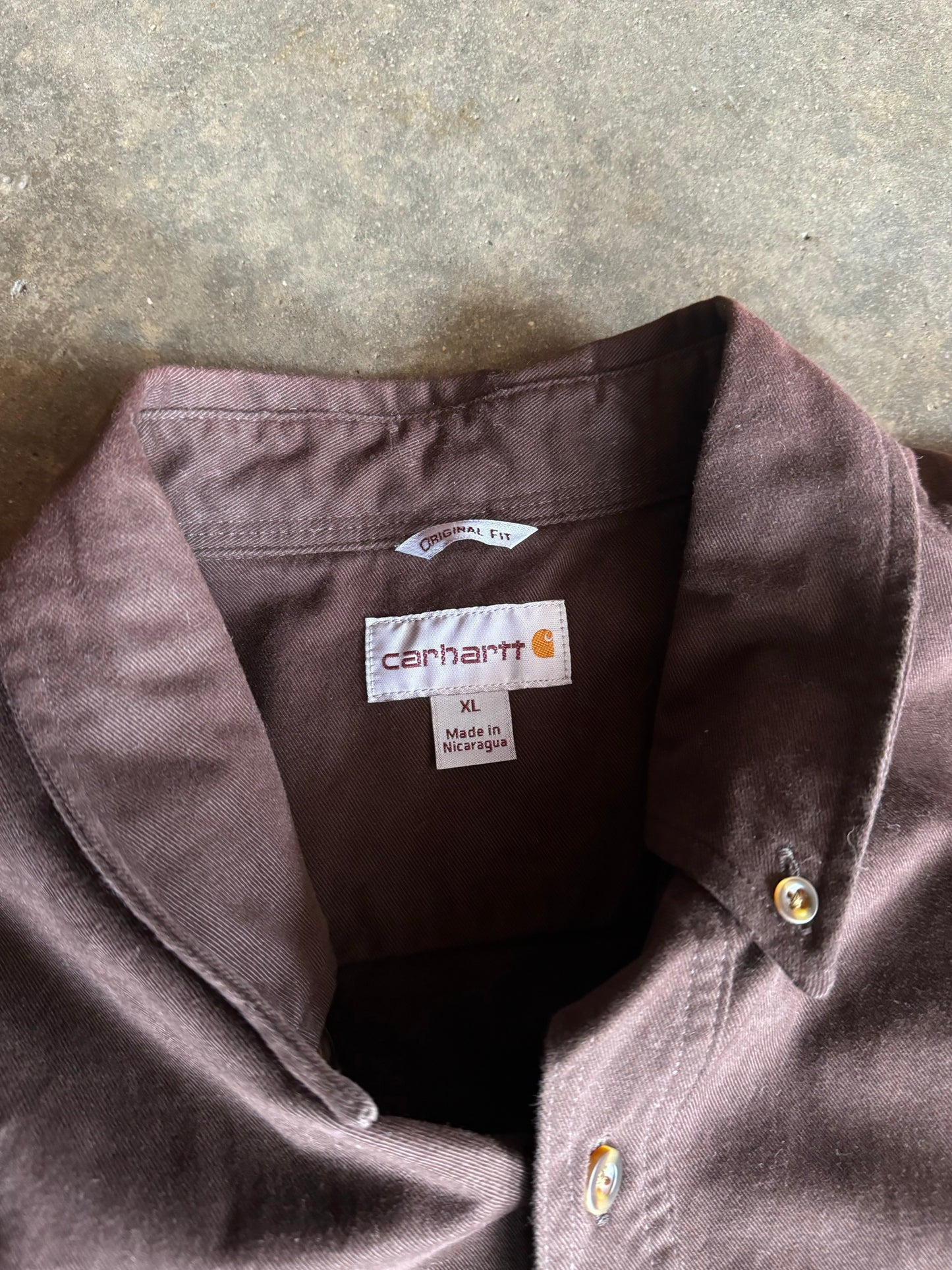 XL - Chocolate Brown Carhartt Long Sleeve Flannel