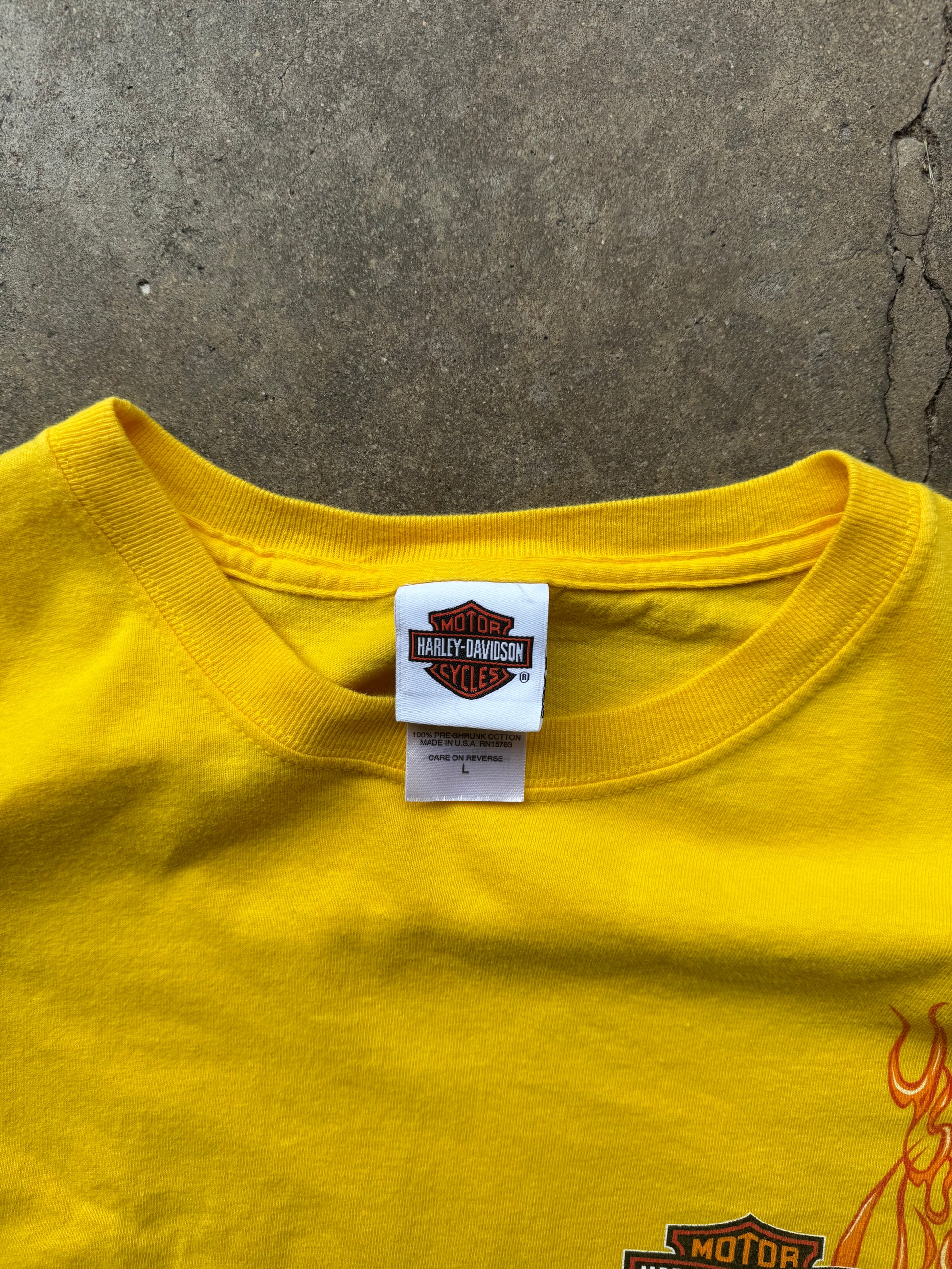 (L) 00s Long-sleeve Flame Harley tee