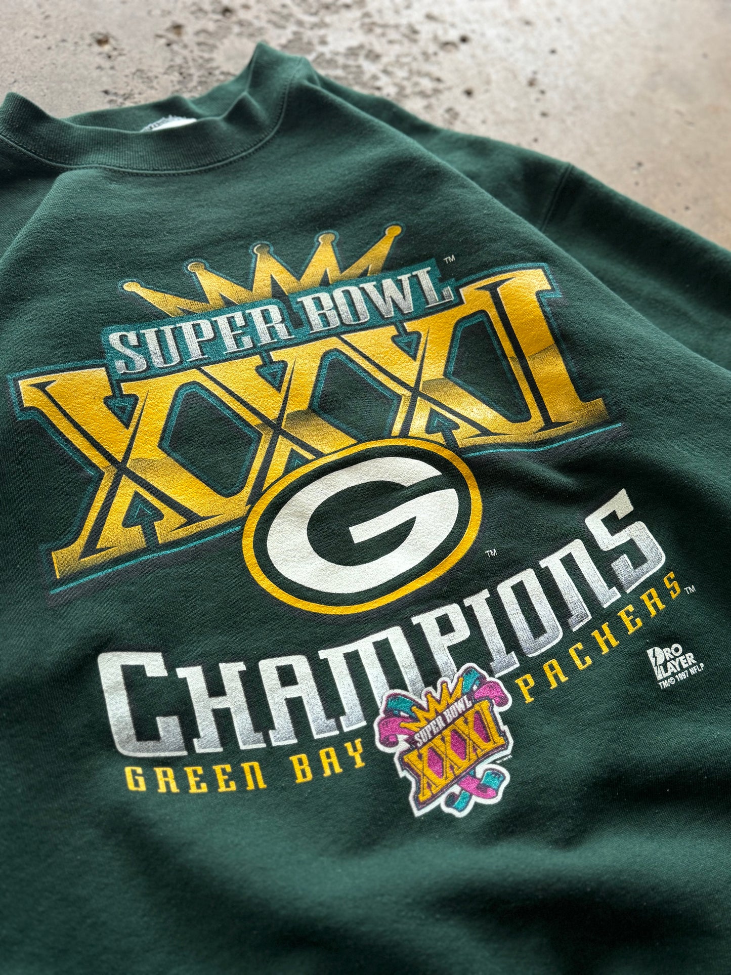 XL - Vintage Green Bay Packers Super Bowl Champs Crewneck