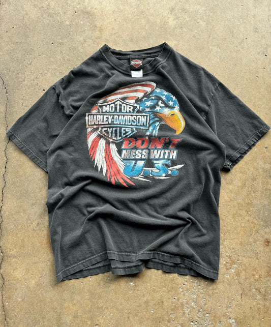 L - Vintage Harley Davidson 'Dont mess with U.S. ' Tee