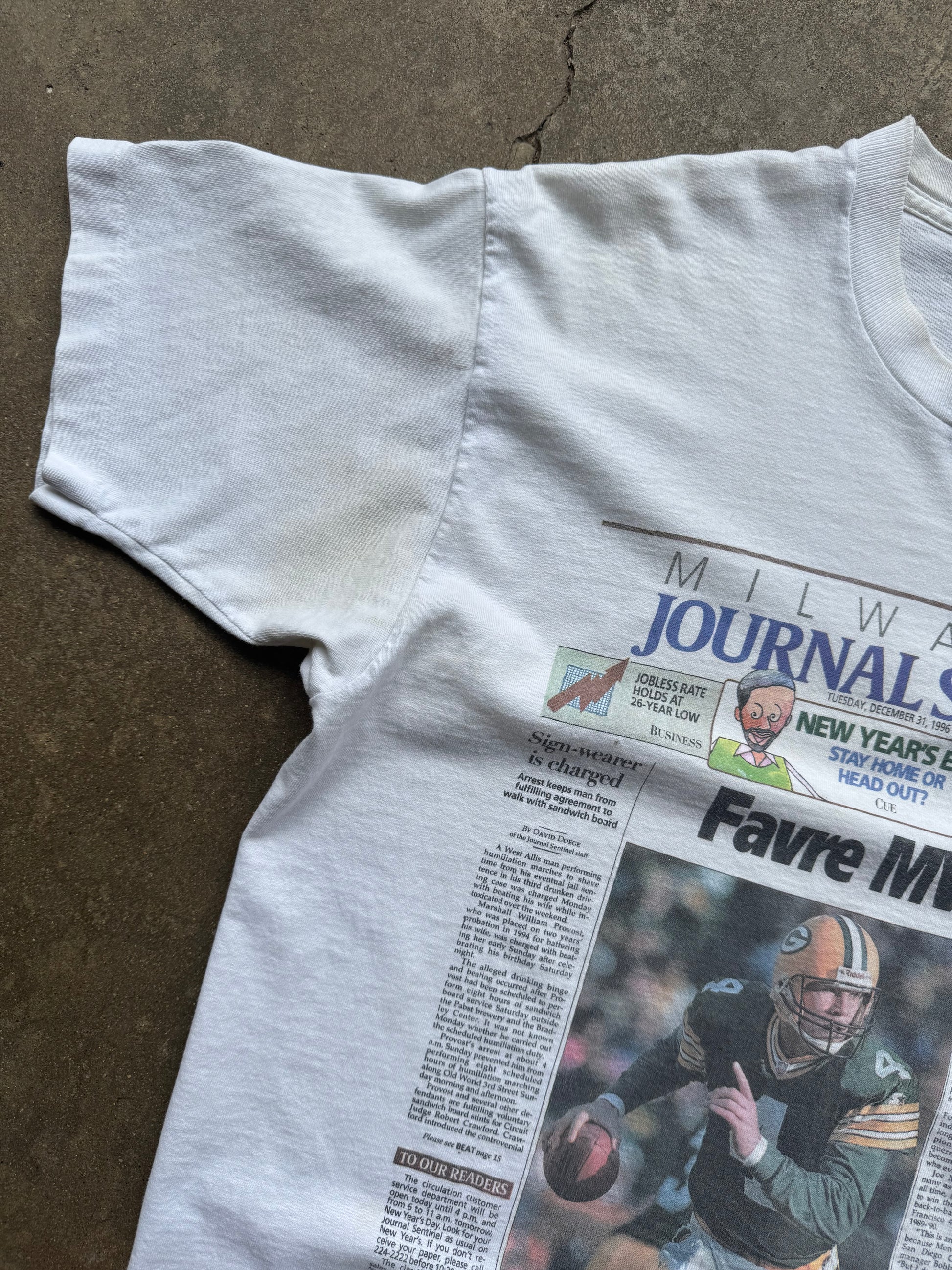 (L) 90s Brett Favre MVP Newspaper Tee
