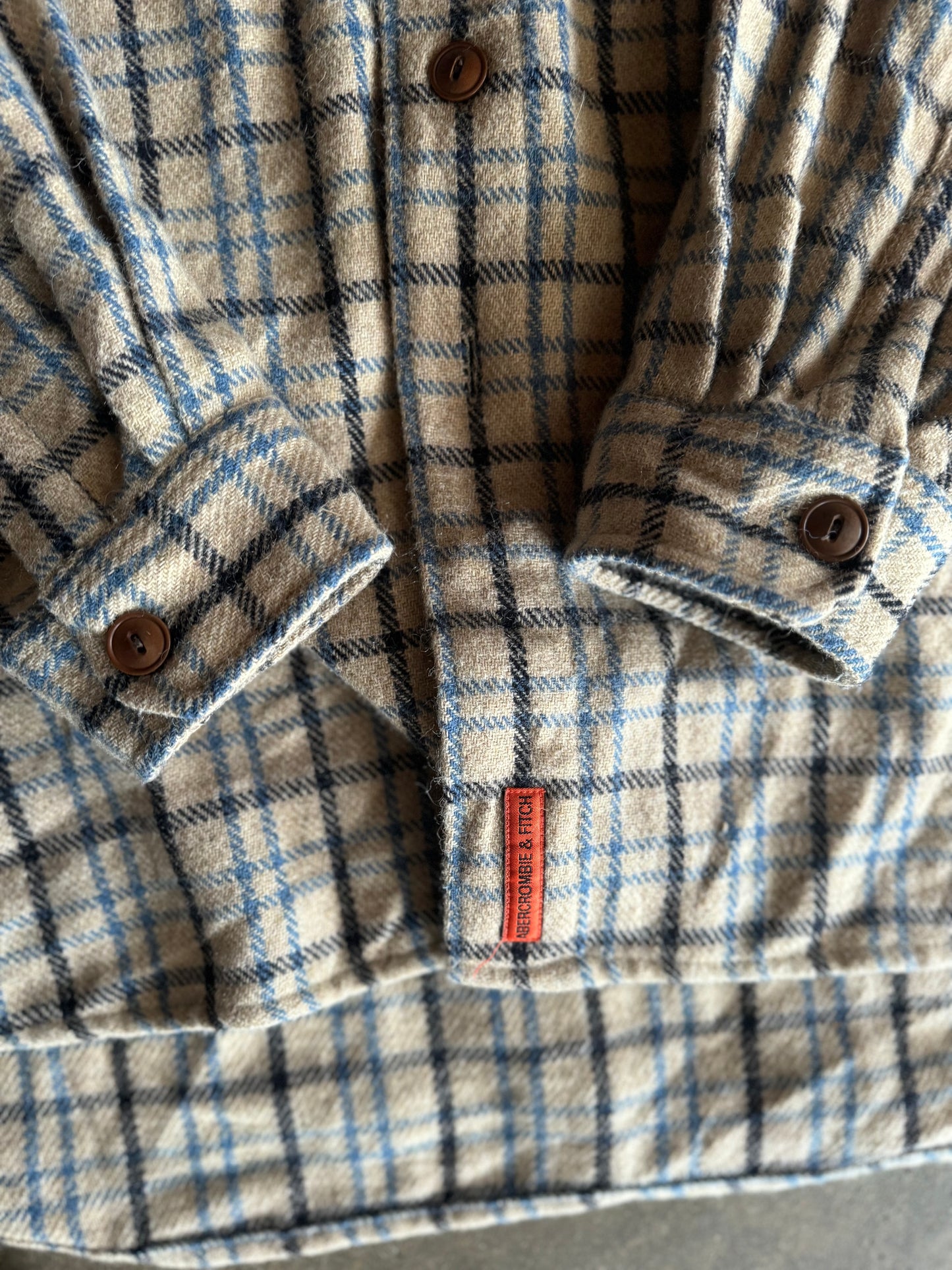 XL - Vintage Cream Abercrombie Long Sleeve Flannel