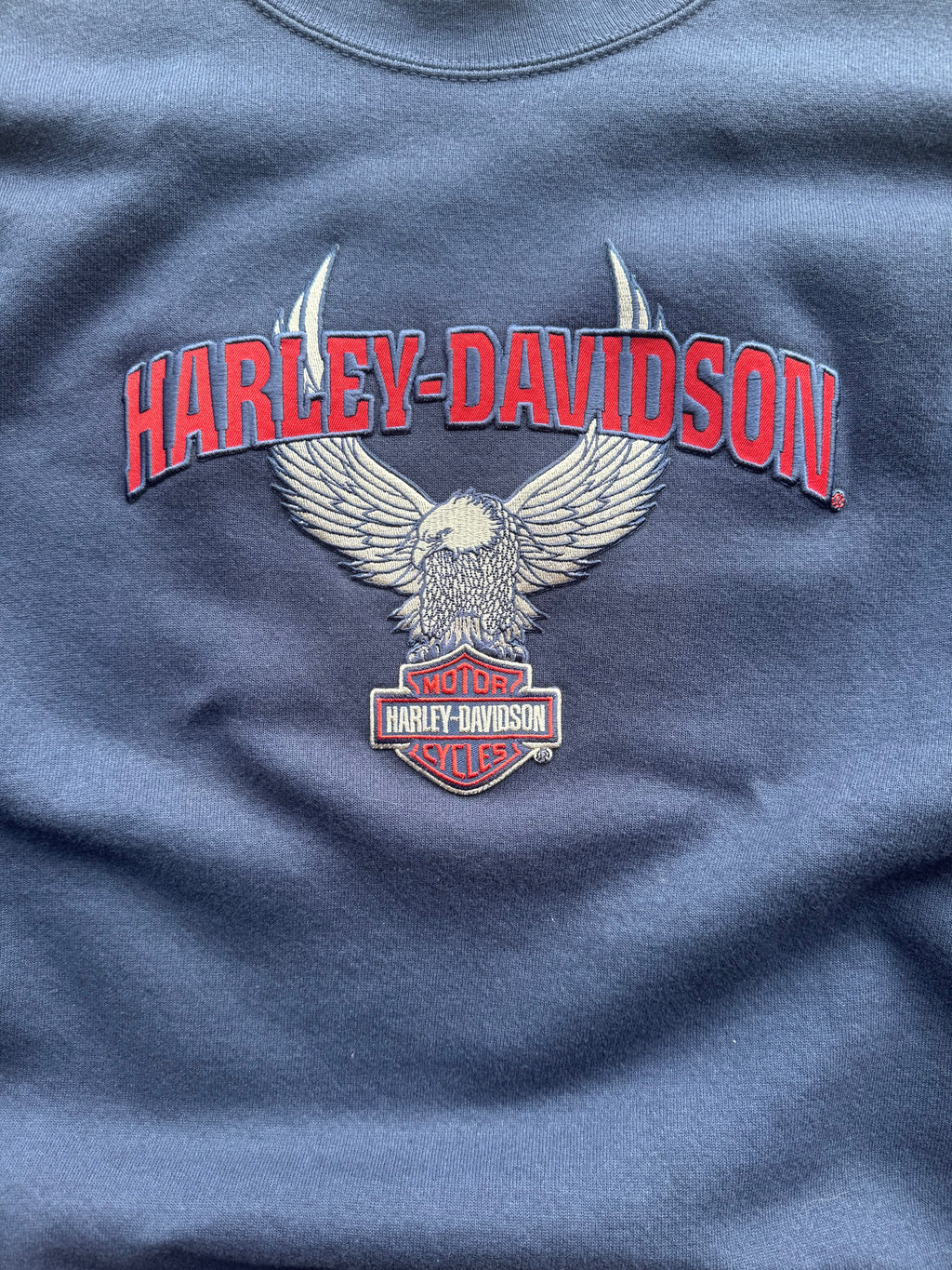 (L) 00s Harley Davidson Navy Logo Crewneck