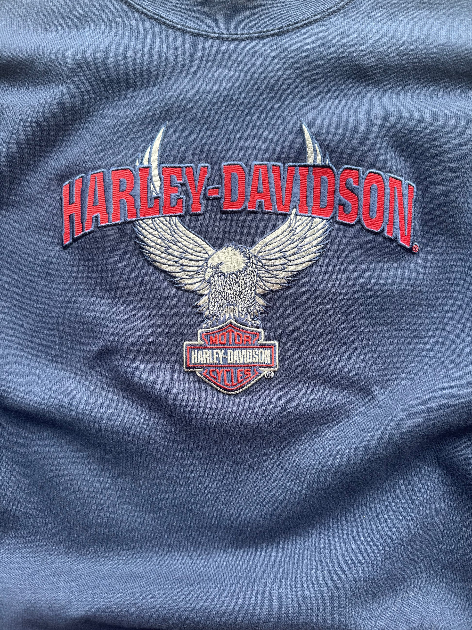 (L) 00s Harley Davidson Navy Logo Crewneck