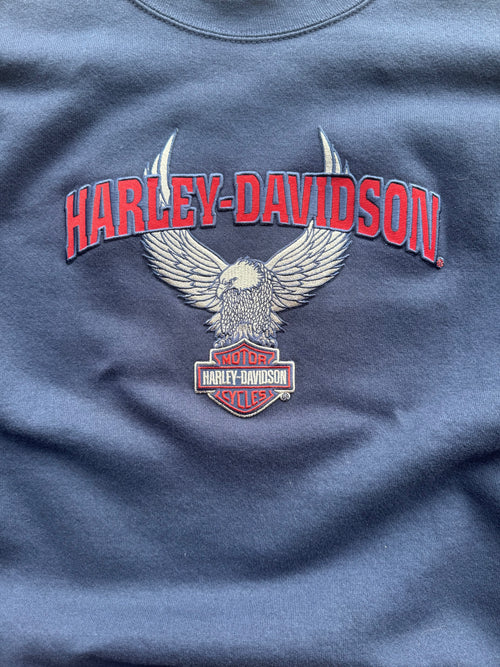(L) 00s Harley Davidson Navy Logo Crewneck