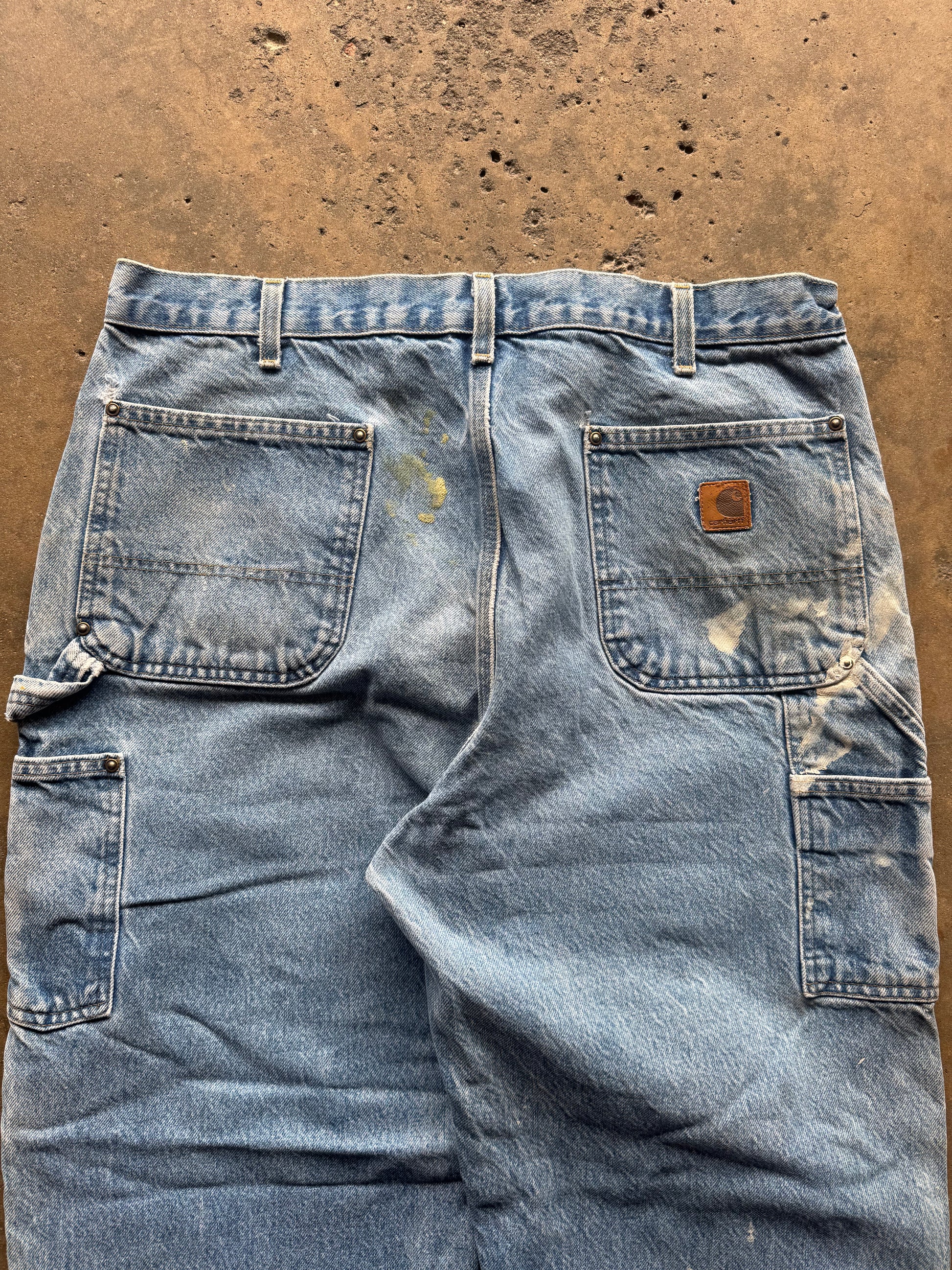 (36) 00s Faded Denim Carhartt Double Knee Pants