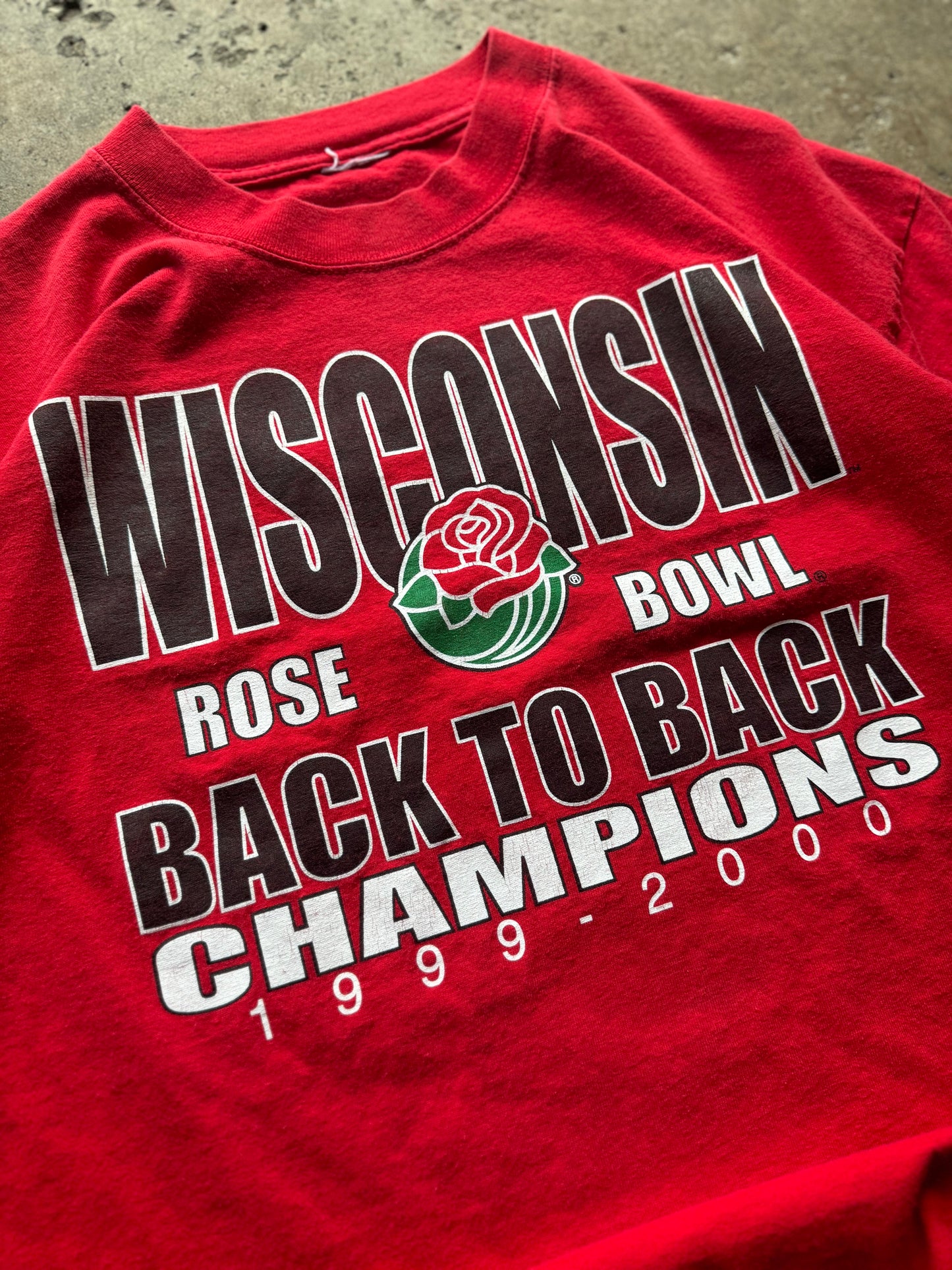 L - Vintage Wisconsin Badgers Rose Bowl Champs Tee