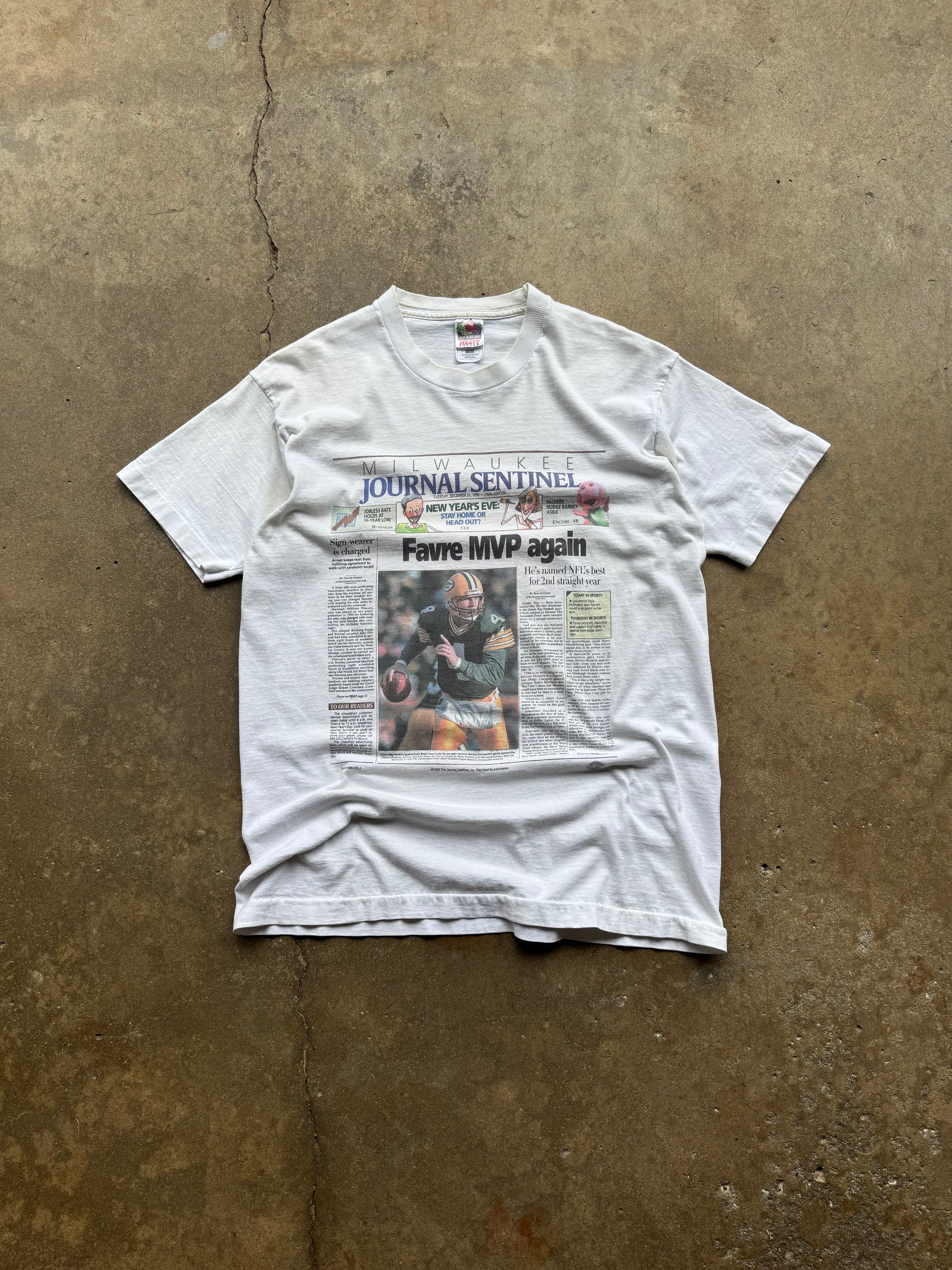 (L) 90s Brett Favre MVP Newspaper Tee