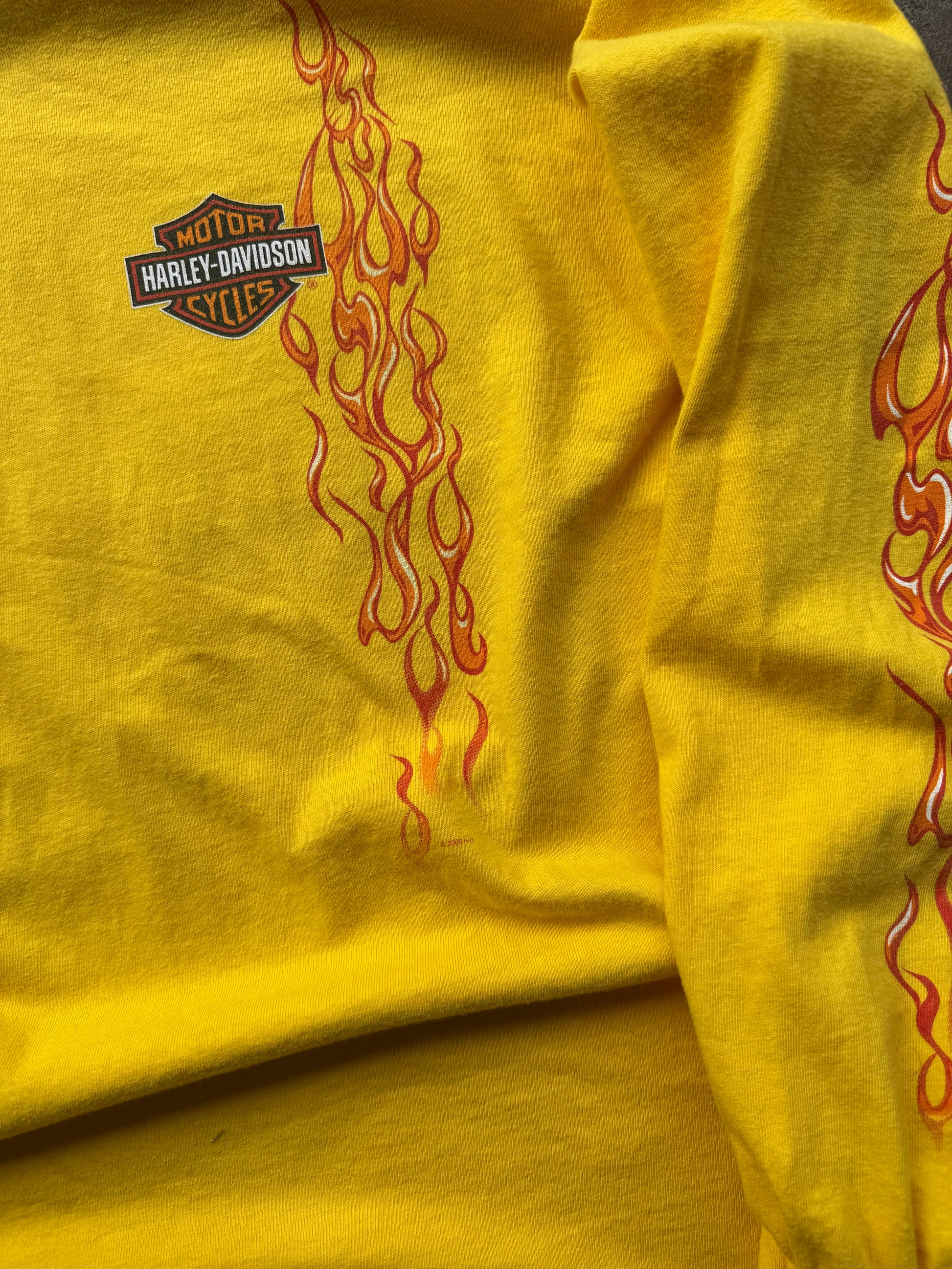 (L) 00s Long-sleeve Flame Harley tee