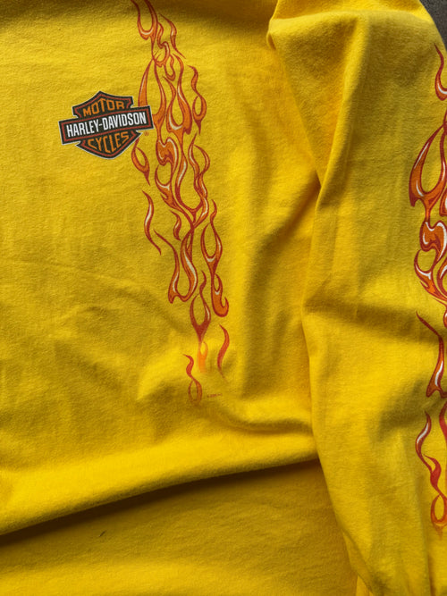(L) 00s Long-sleeve Flame Harley tee