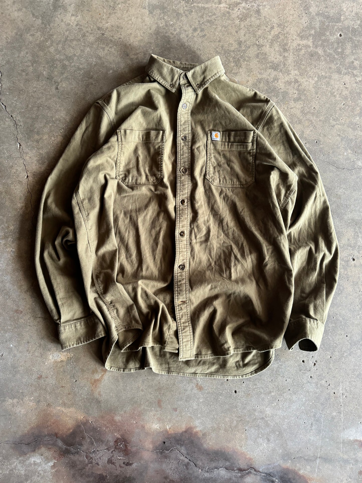 XL - Olive Green Carhartt Long Sleeve Flannel