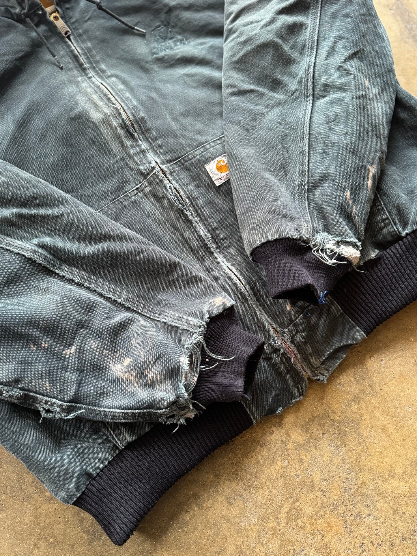 XL - Faded and Thrashed Cadet Blue Carhartt Jacket