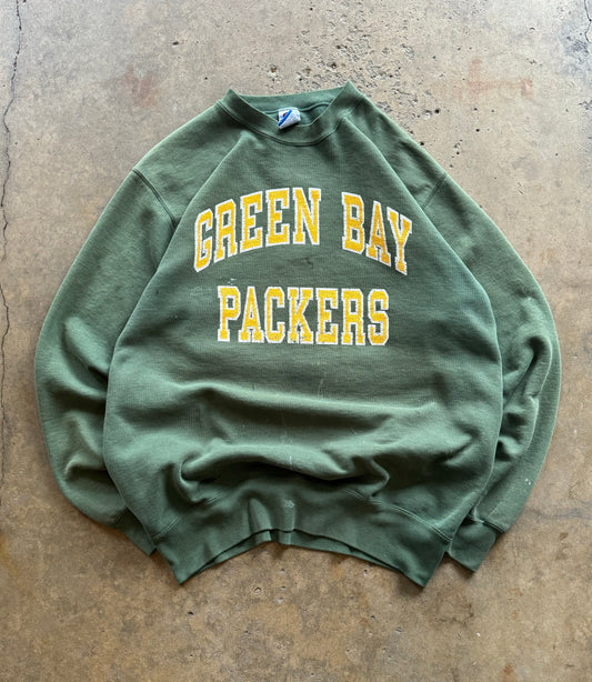 XXL - Vintage Champion Thrashed Green Bay Packers Crewneck