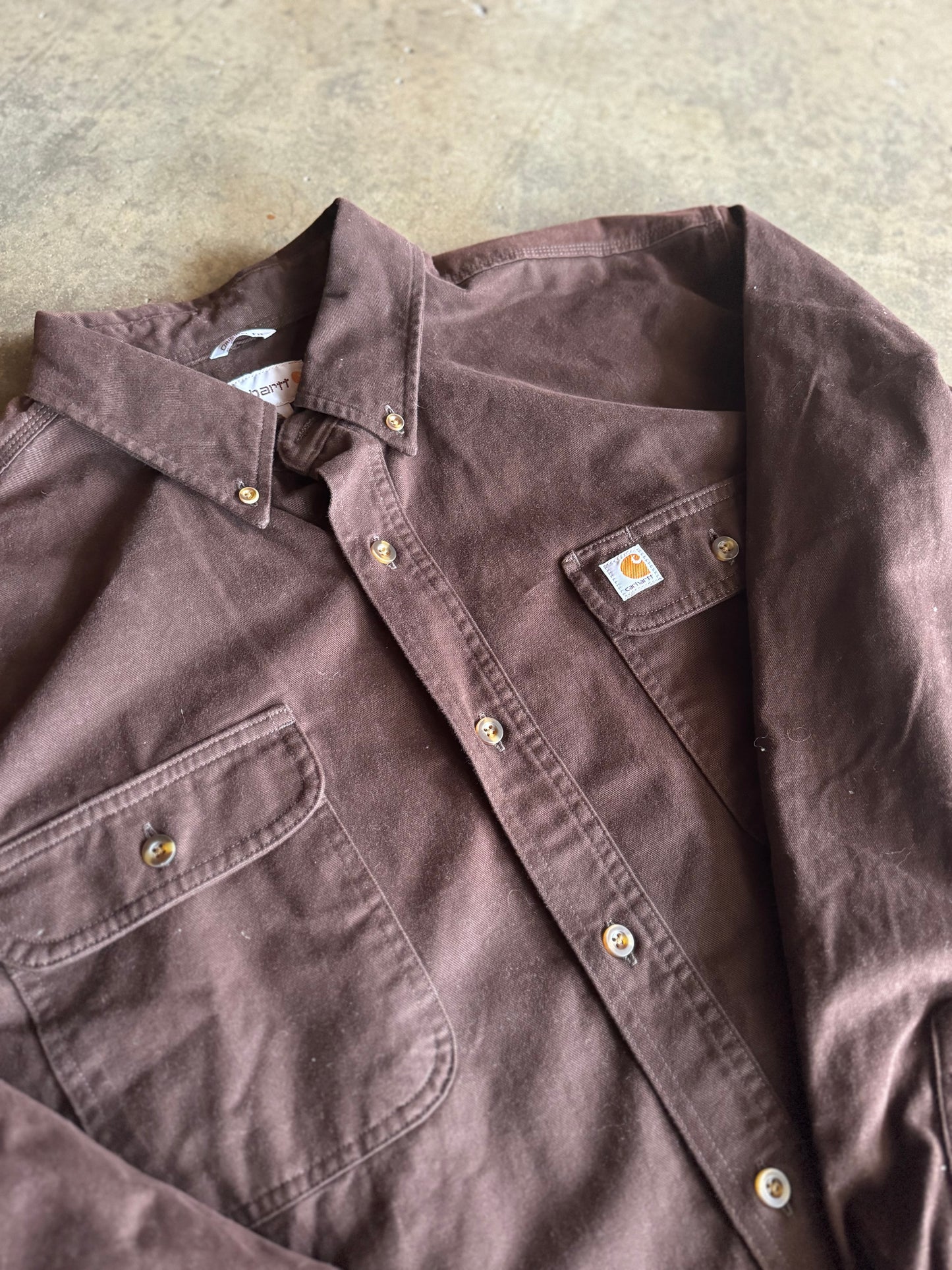 XL - Chocolate Brown Carhartt Long Sleeve Flannel