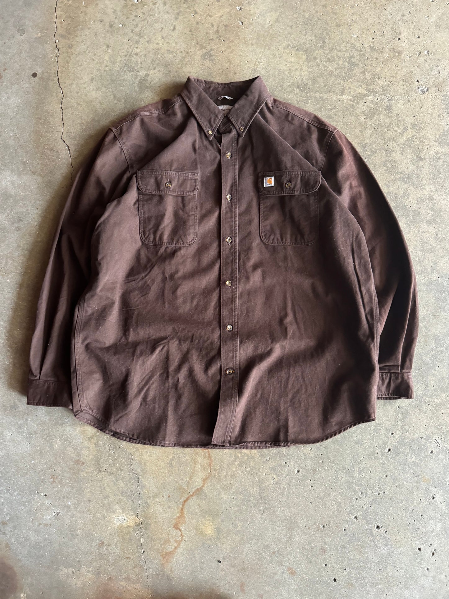 XL - Chocolate Brown Carhartt Long Sleeve Flannel