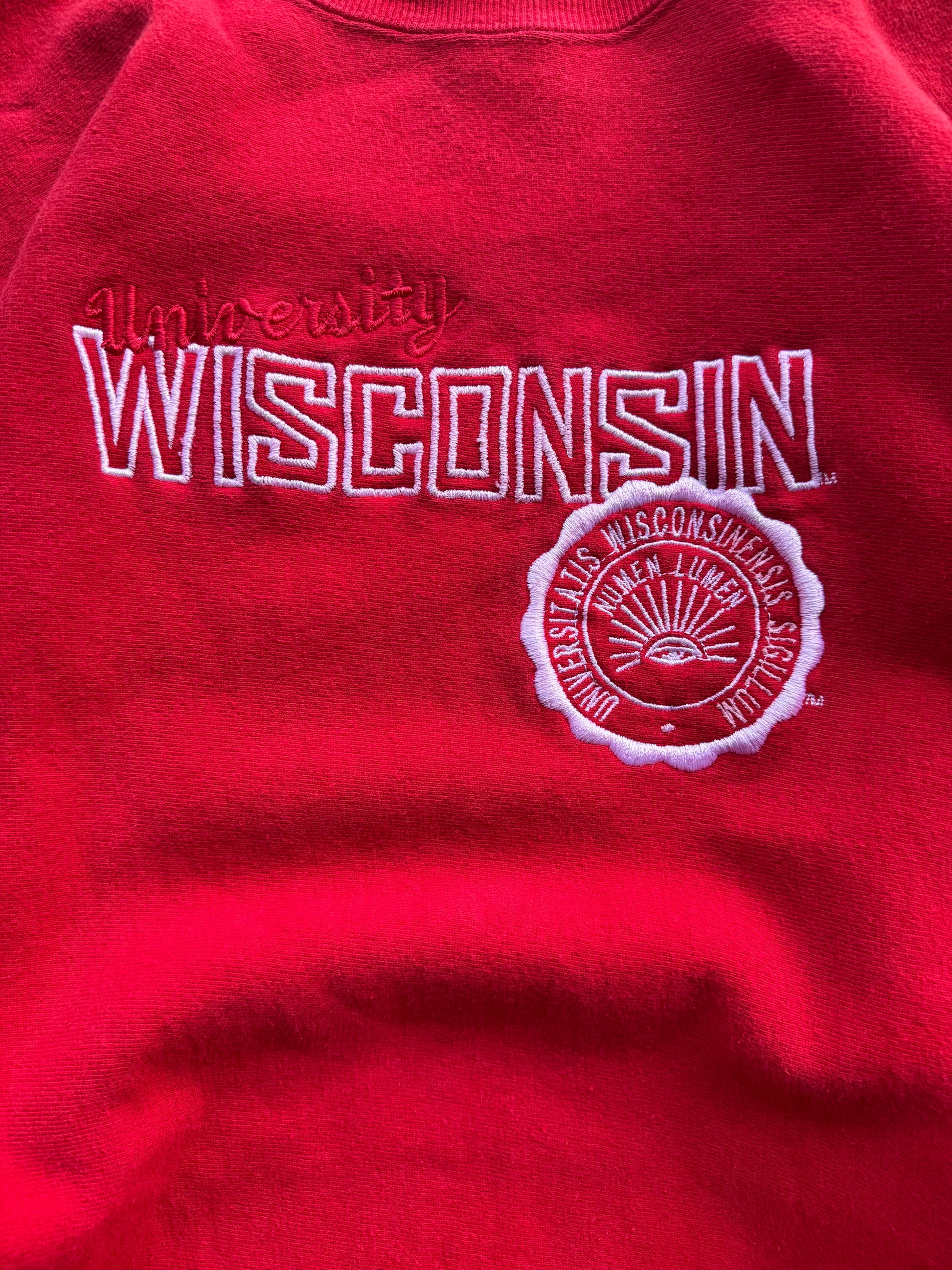 (XL) 90s Champion University of Wisconsin Red Reverse Weave Crewneck