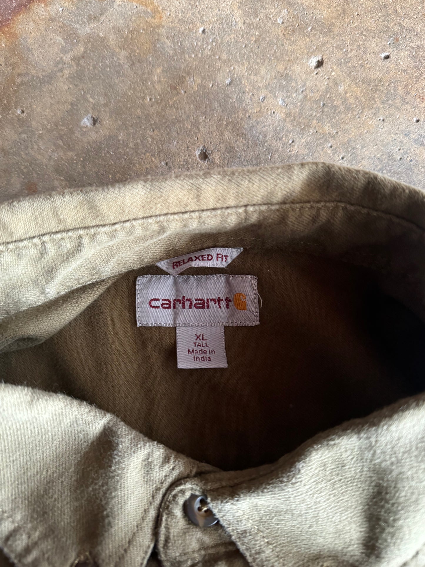 XL - Olive Green Carhartt Long Sleeve Flannel