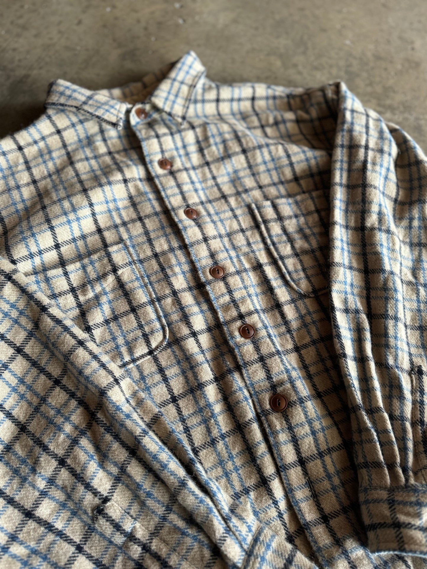 XL - Vintage Cream Abercrombie Long Sleeve Flannel