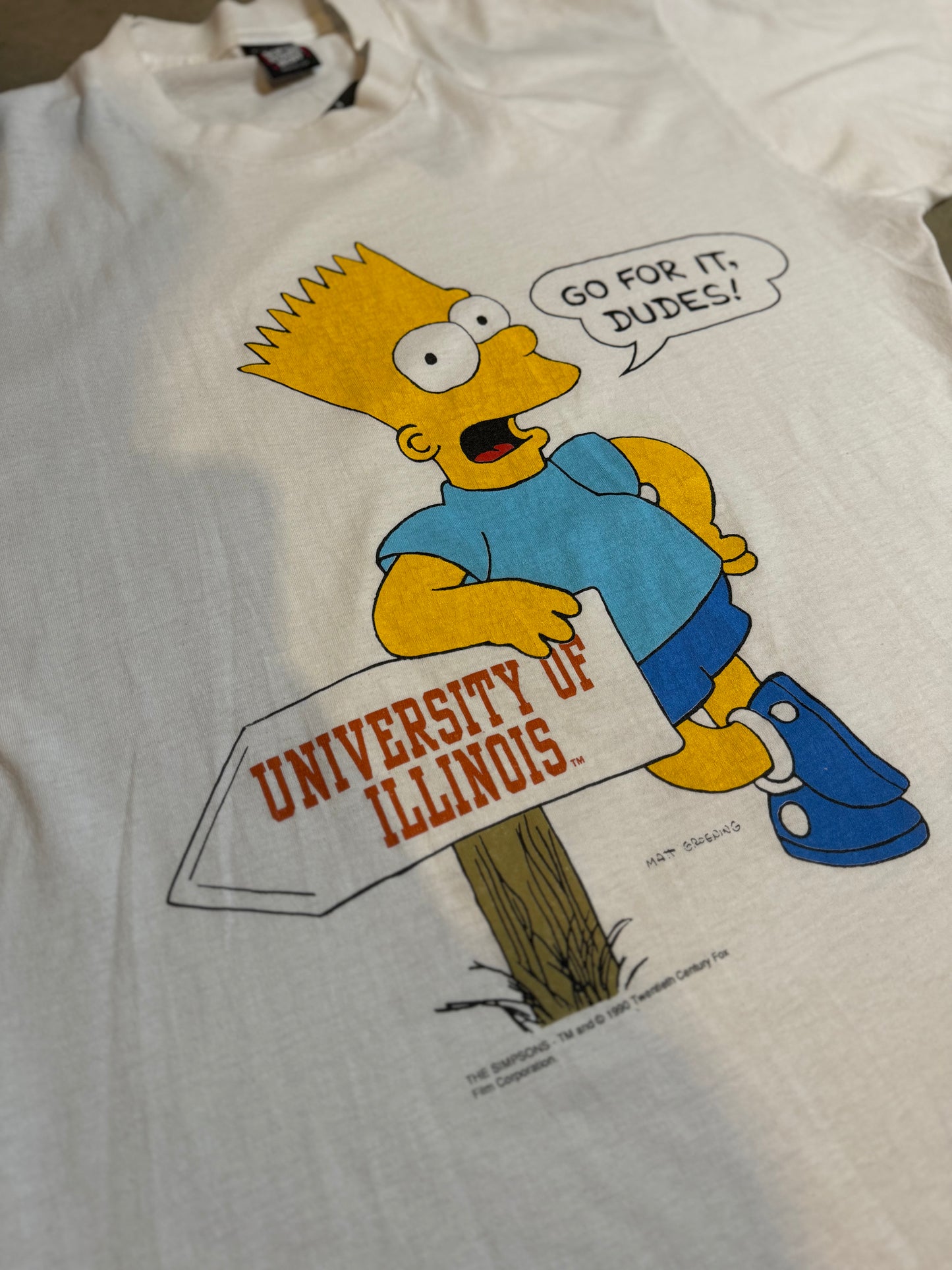 XL-90s University of Illinois Bart Simpson Vintage Tee