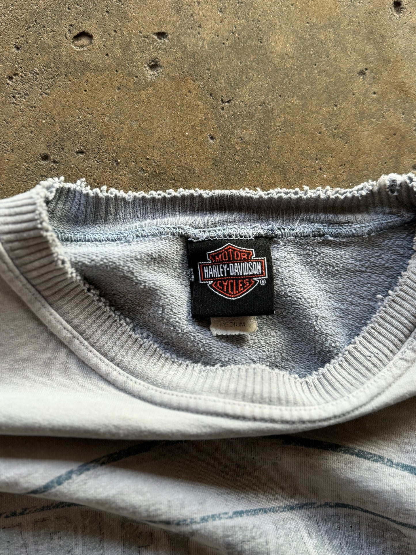 L - Vintage Thrashed Harley Davidson Crewneck