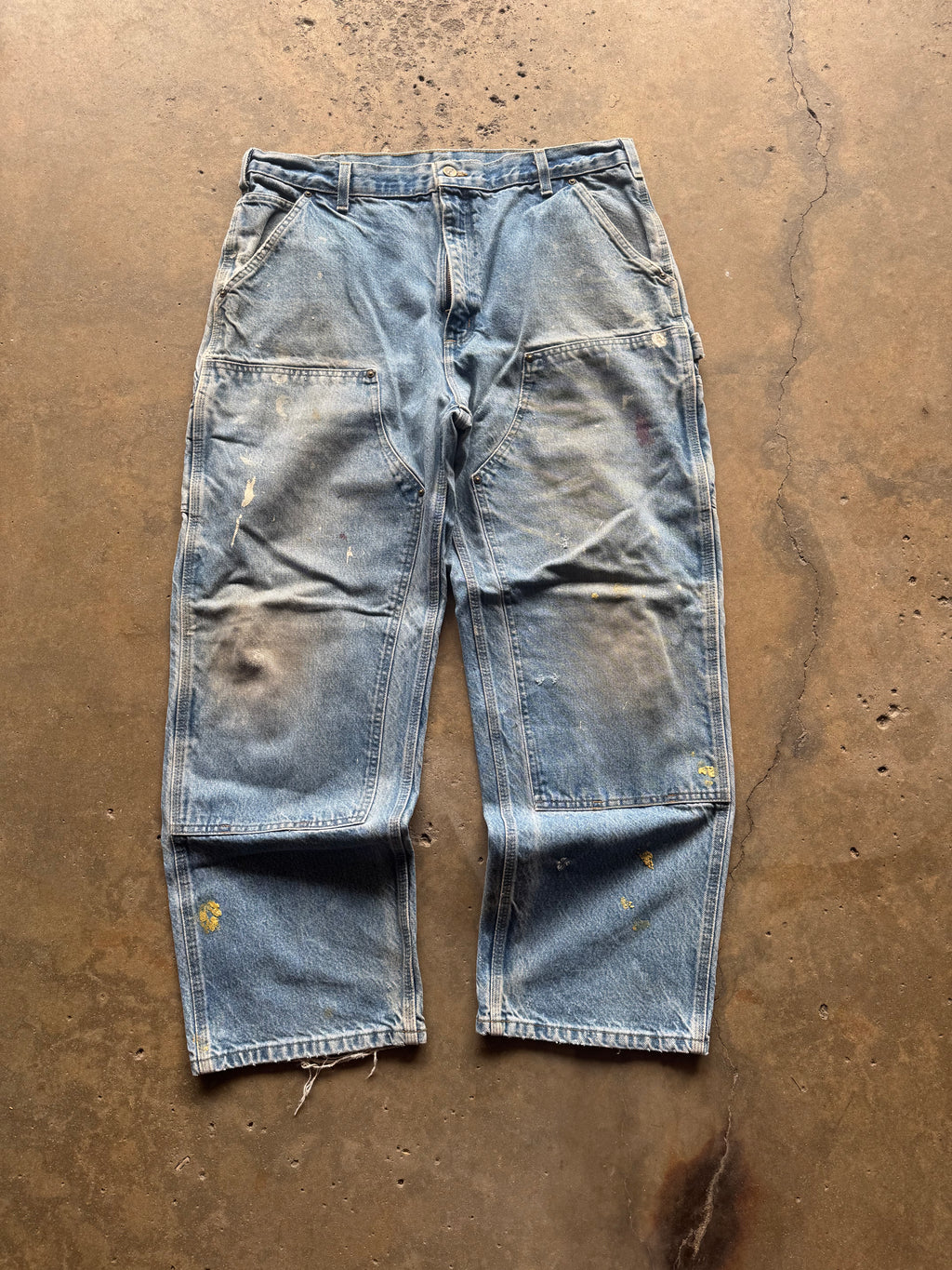 (36) 00s Faded Denim Carhartt Double Knee Pants