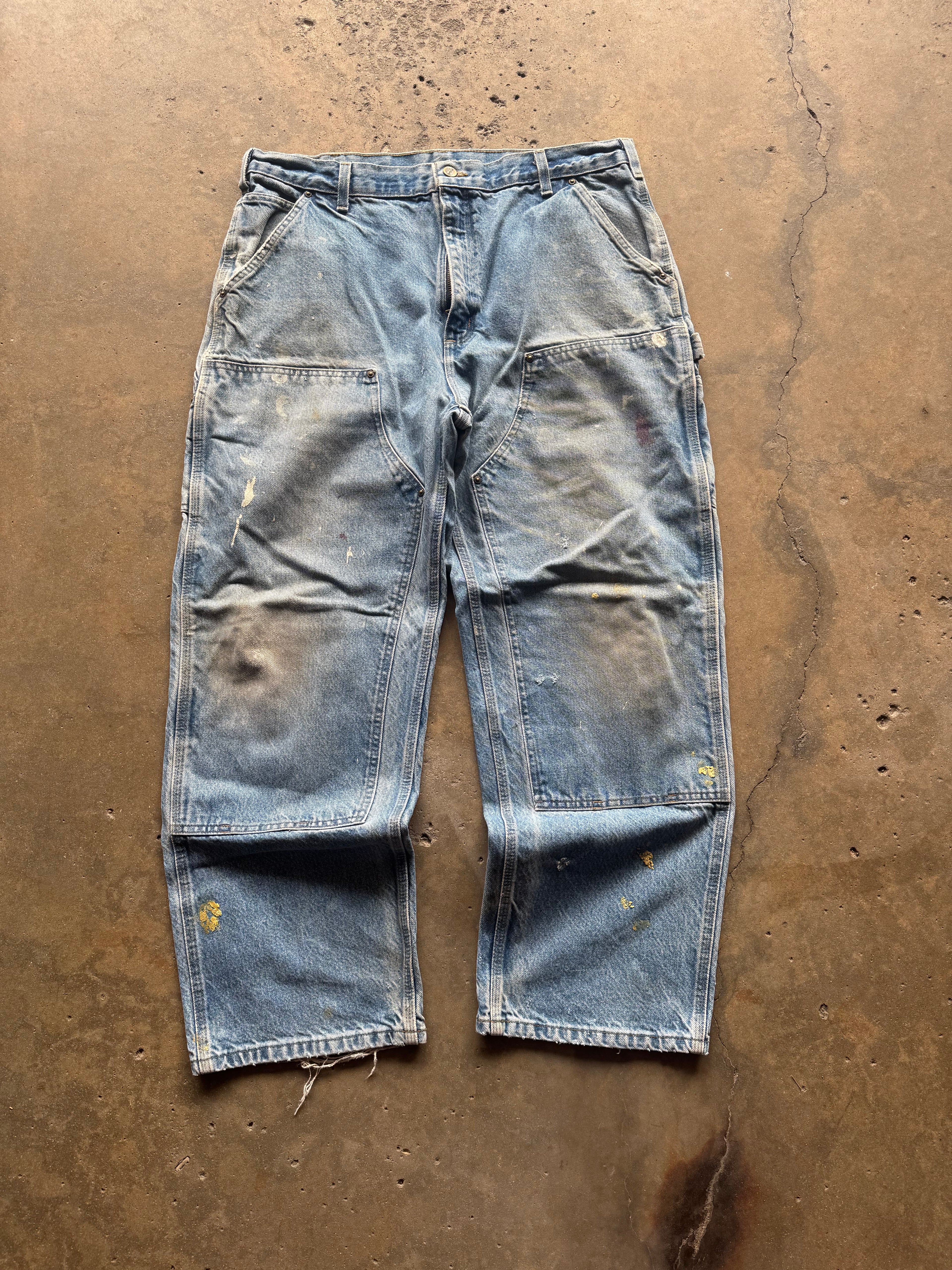 (36) 00s Faded Denim Carhartt Double Knee Pants