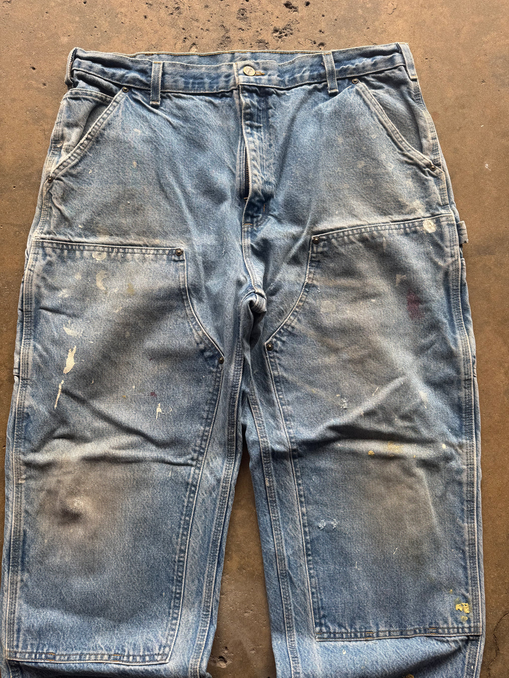 (36) 00s Faded Denim Carhartt Double Knee Pants