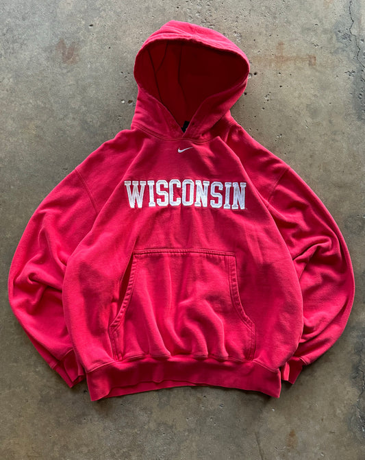 M - Vintage Nike Wisconsin Badgers Center Swoosh Hoodie