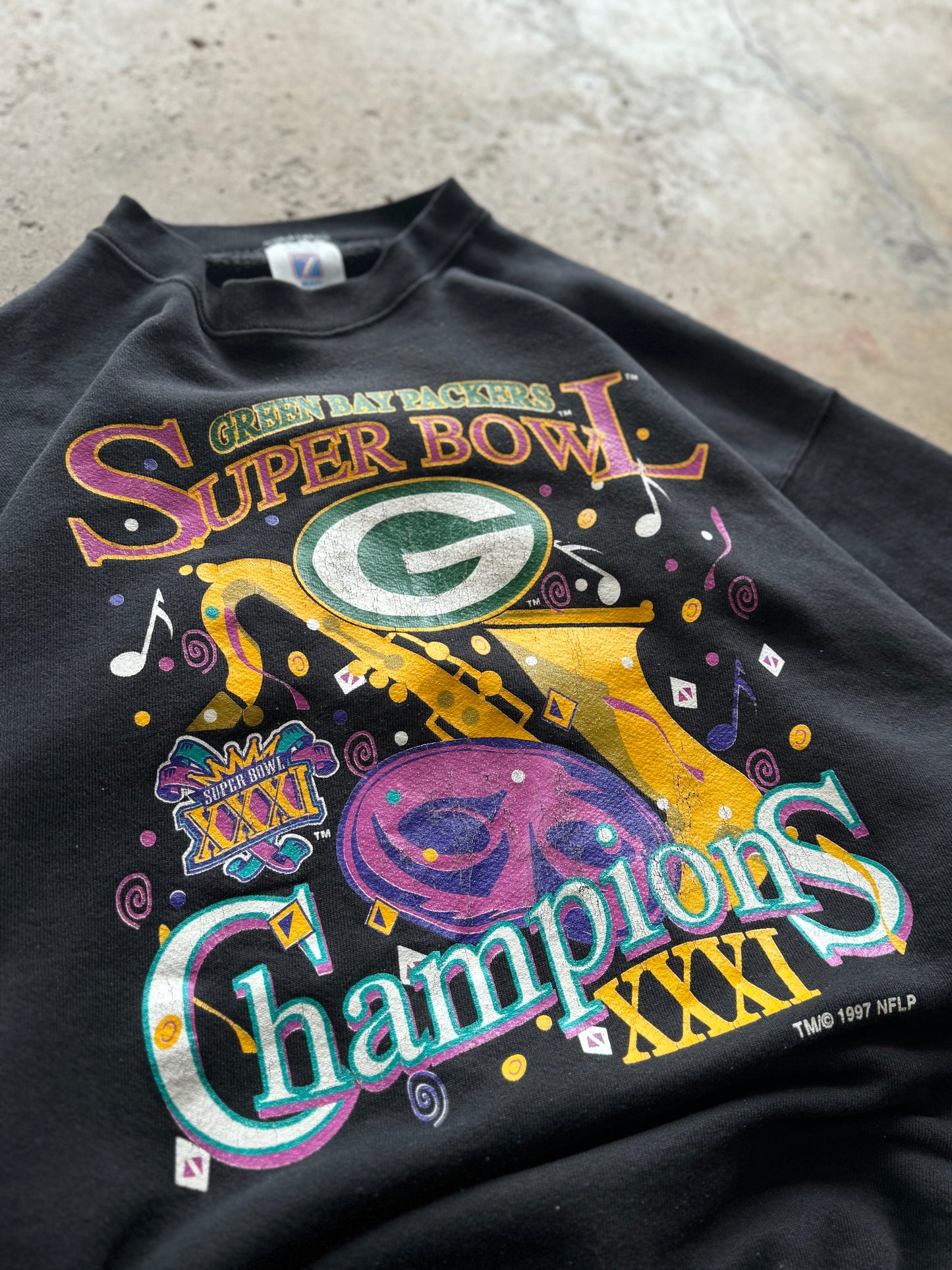 XL - Vintage Green Bay Packers Super Bowl Champs Crewneck