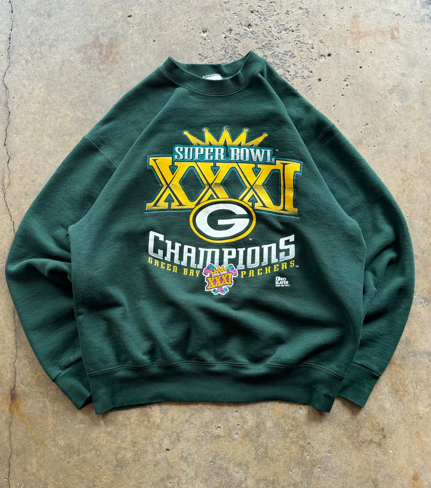 XL - Vintage Green Bay Packers Super Bowl Champs Crewneck