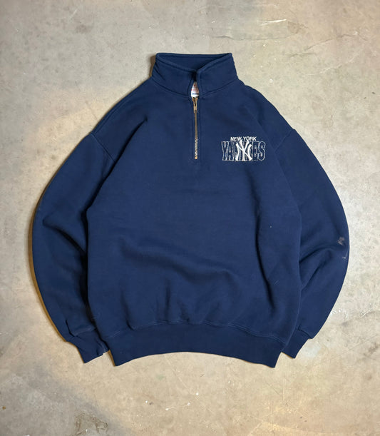 M - Vintage New York Yankees 3/4 Zip Sweater