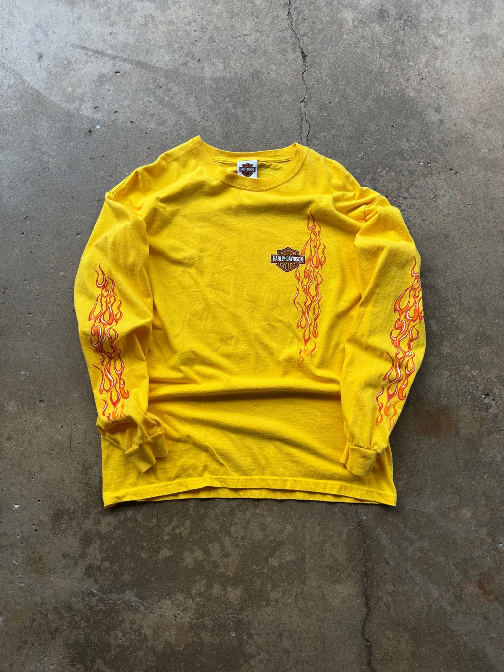 (L) 00s Long-sleeve Flame Harley tee