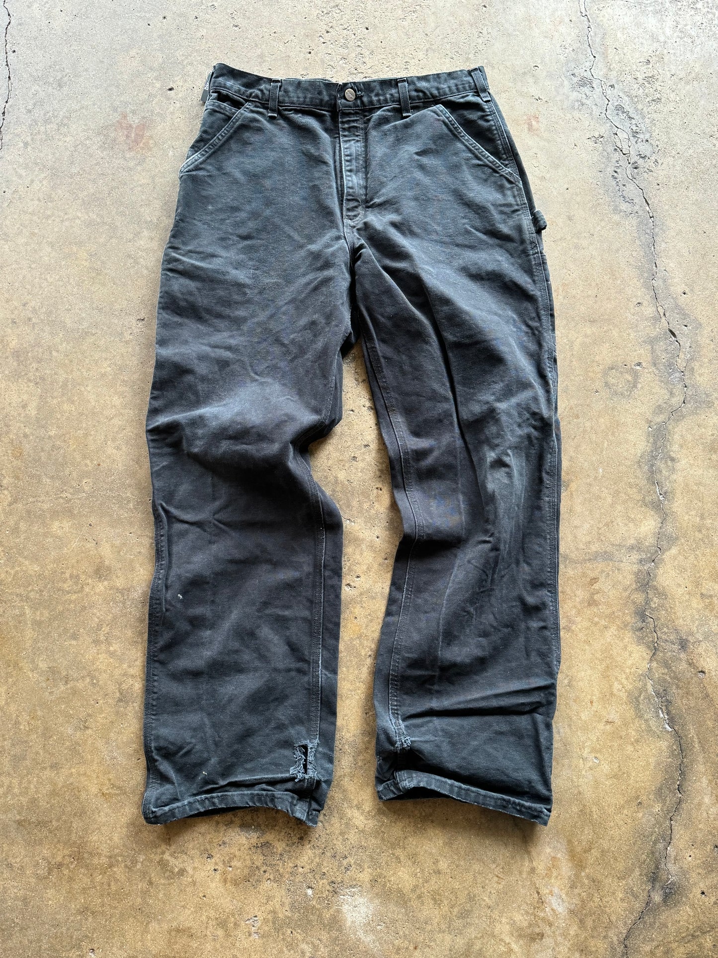 34 - Faded and Trashed Black Carhartt Carpenter Pants