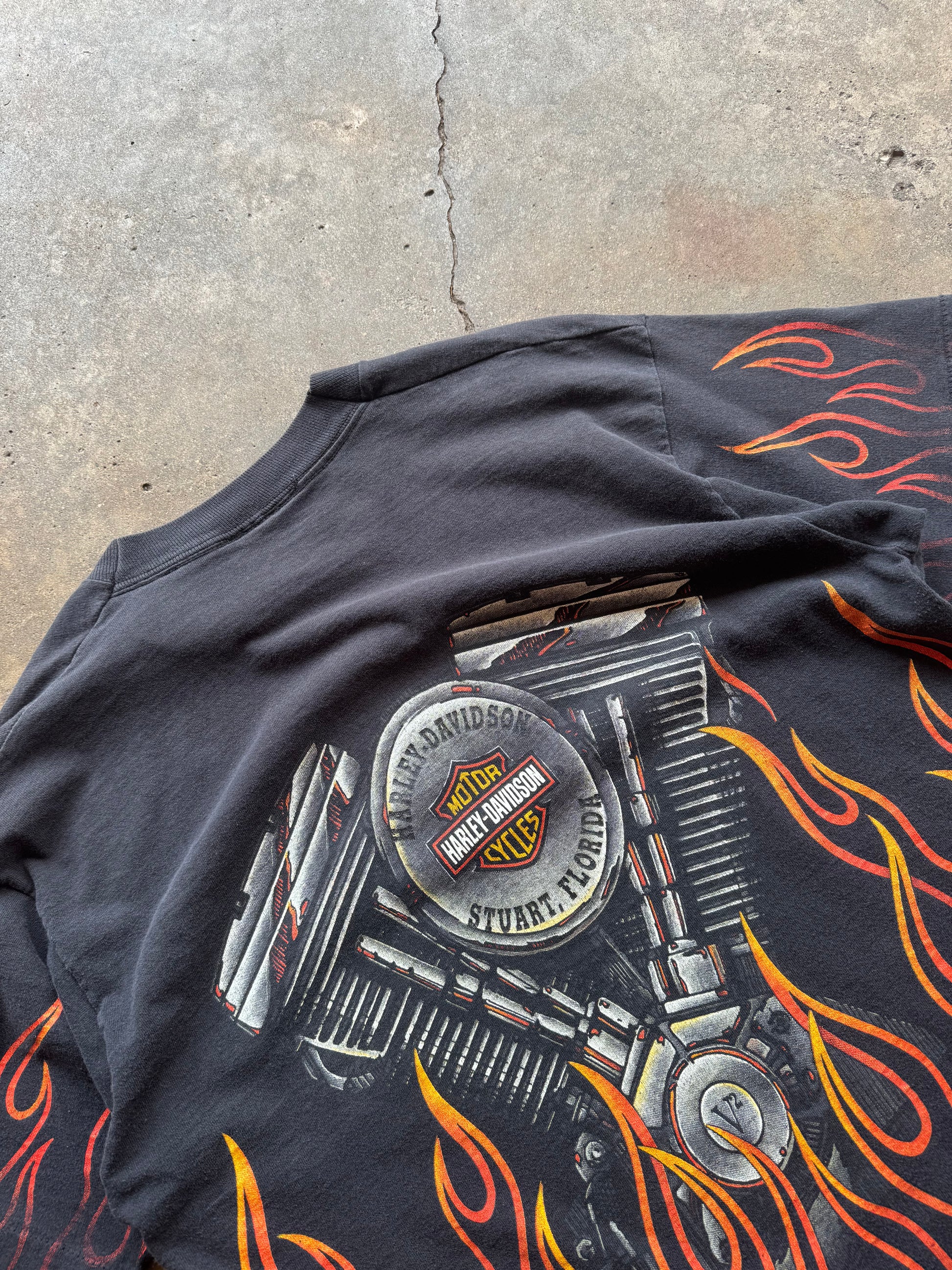 (XL) 90s Harley Davidson Flame AOP Tee