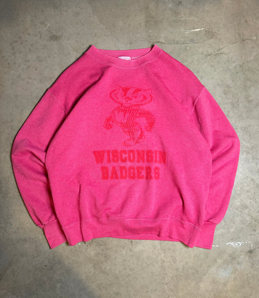 M - Vintage Pink Wisconsin Badgers Crewneck