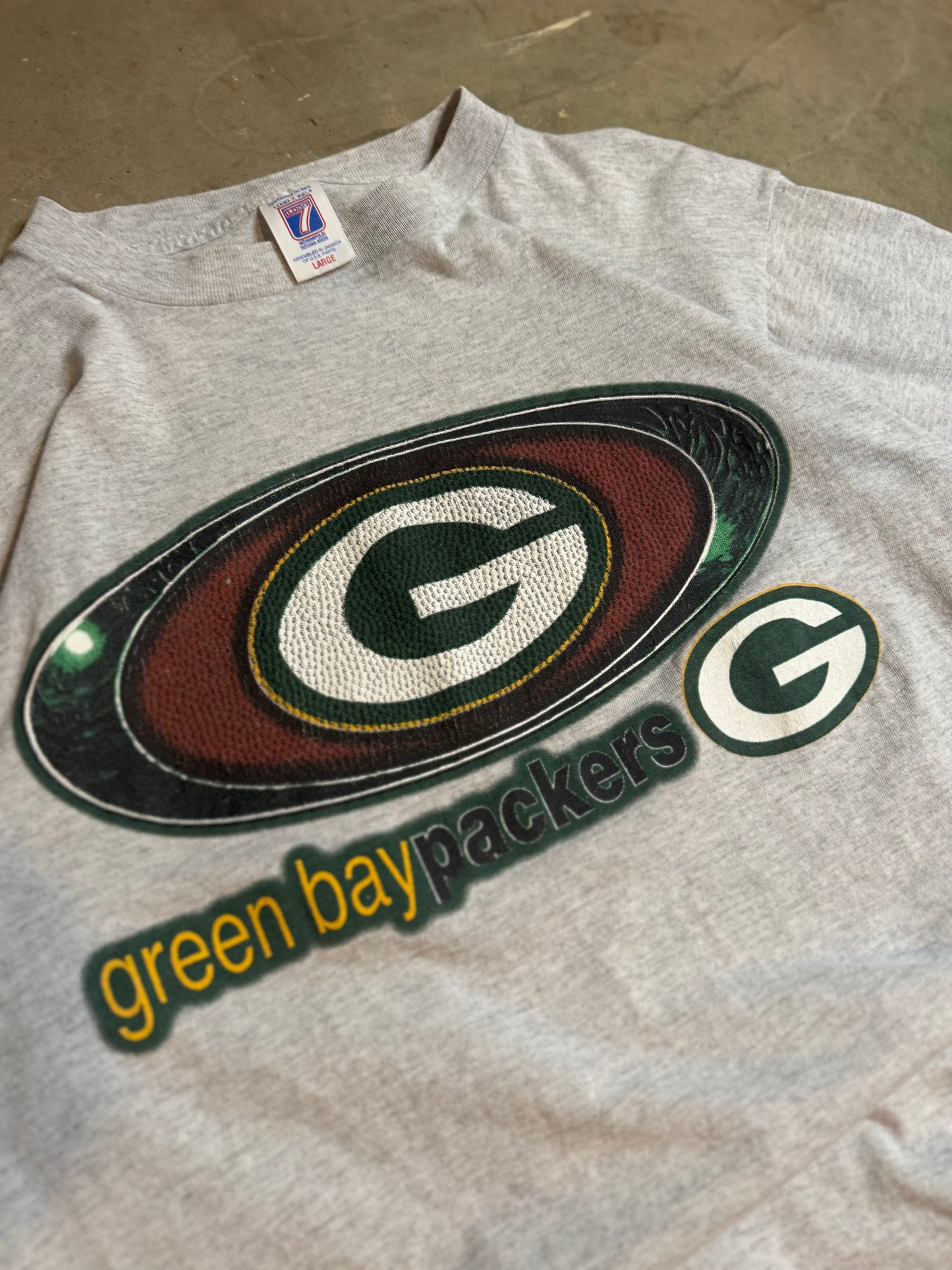 L - Vintage Logo 7 Green Bay Packers Tee