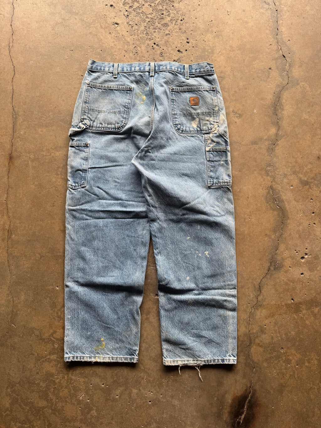(36) 00s Faded Denim Carhartt Double Knee Pants