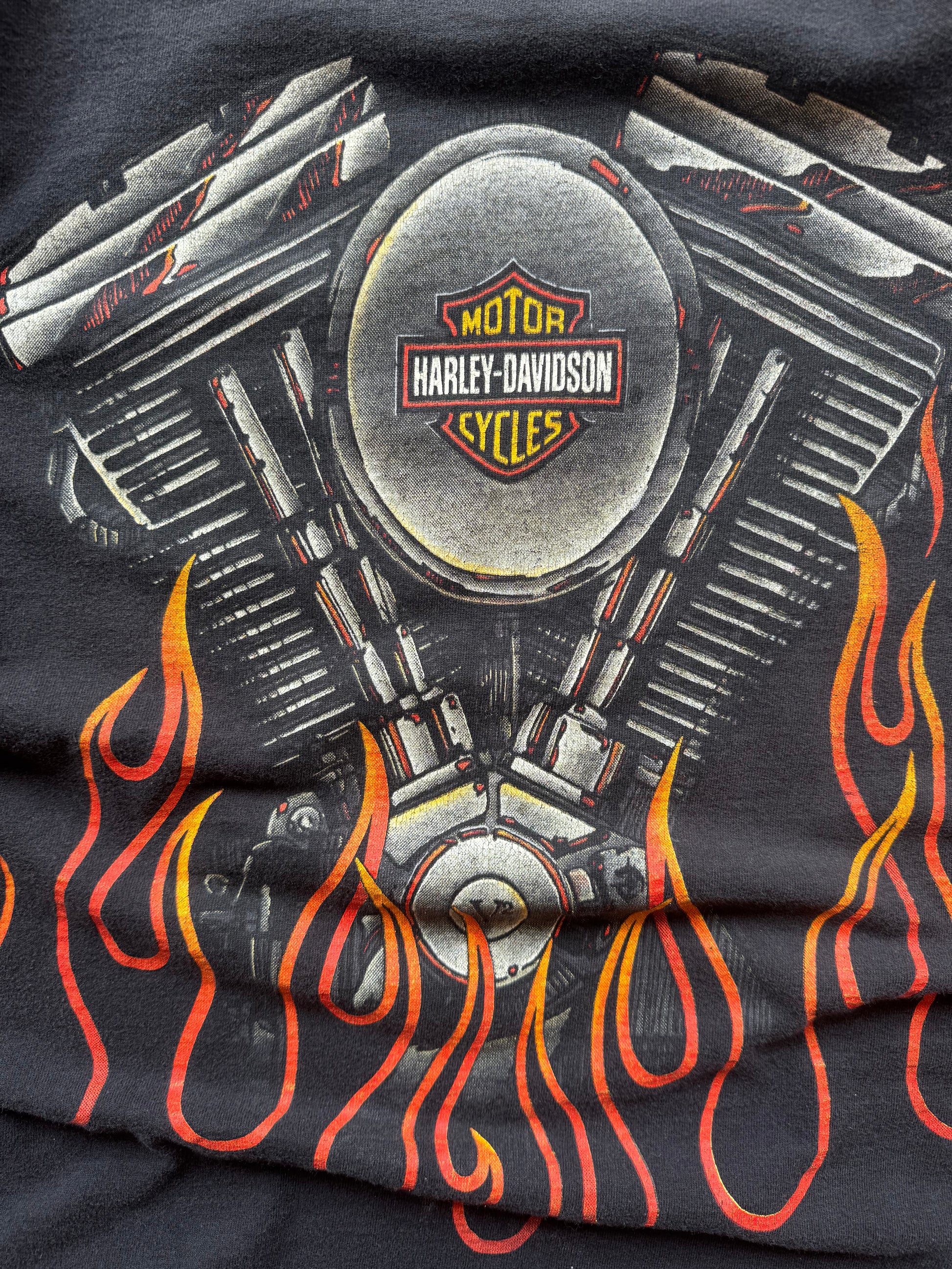(XL) 90s Harley Davidson Flame AOP Tee