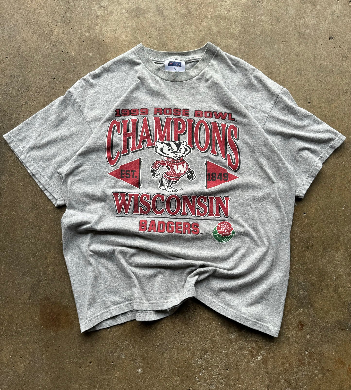 L - Vintage Wisconsin Badgers Rose Bowl Champs Tee