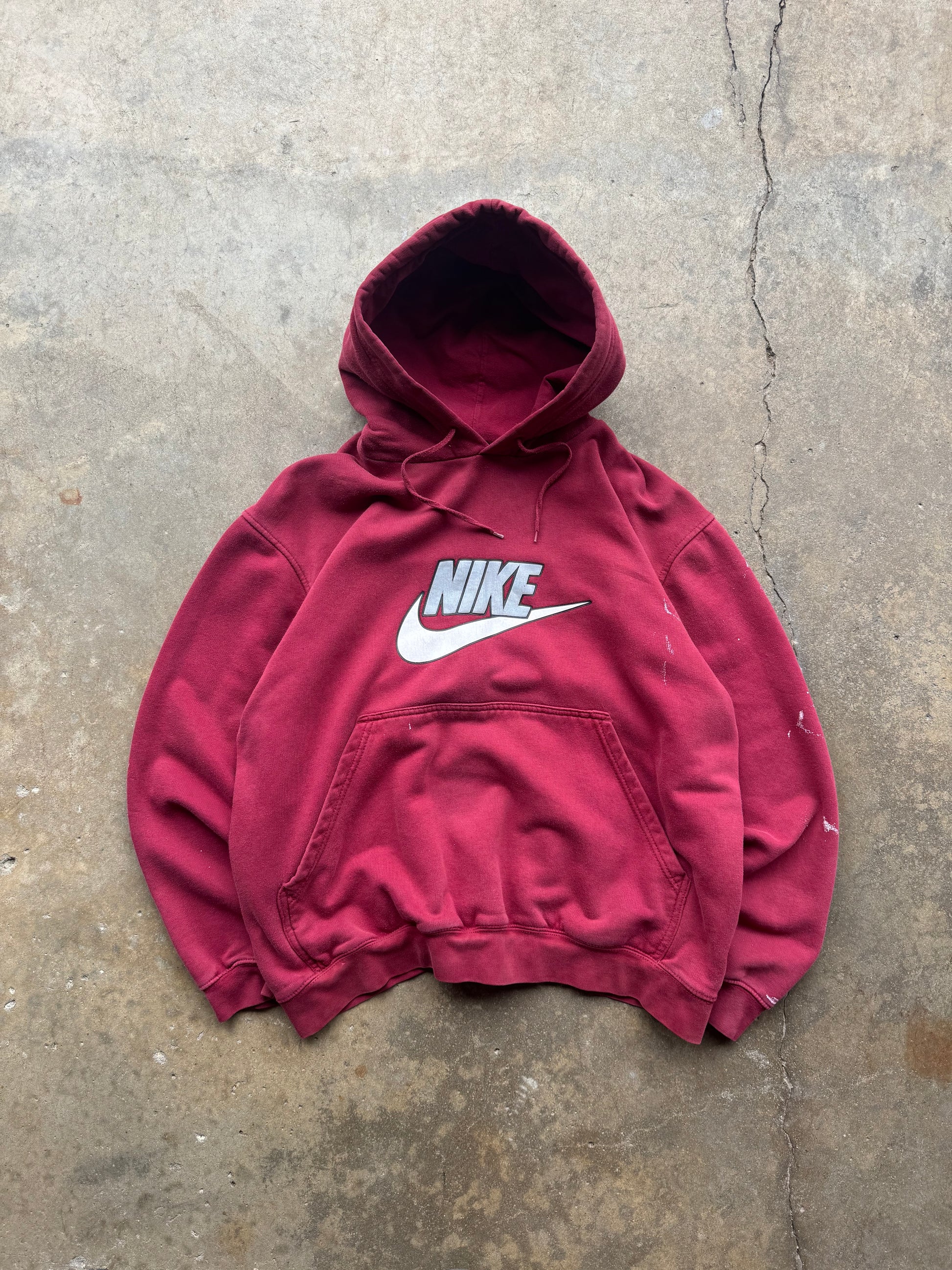 (L) 00s Marron Nike Paint Splatter Hoodie