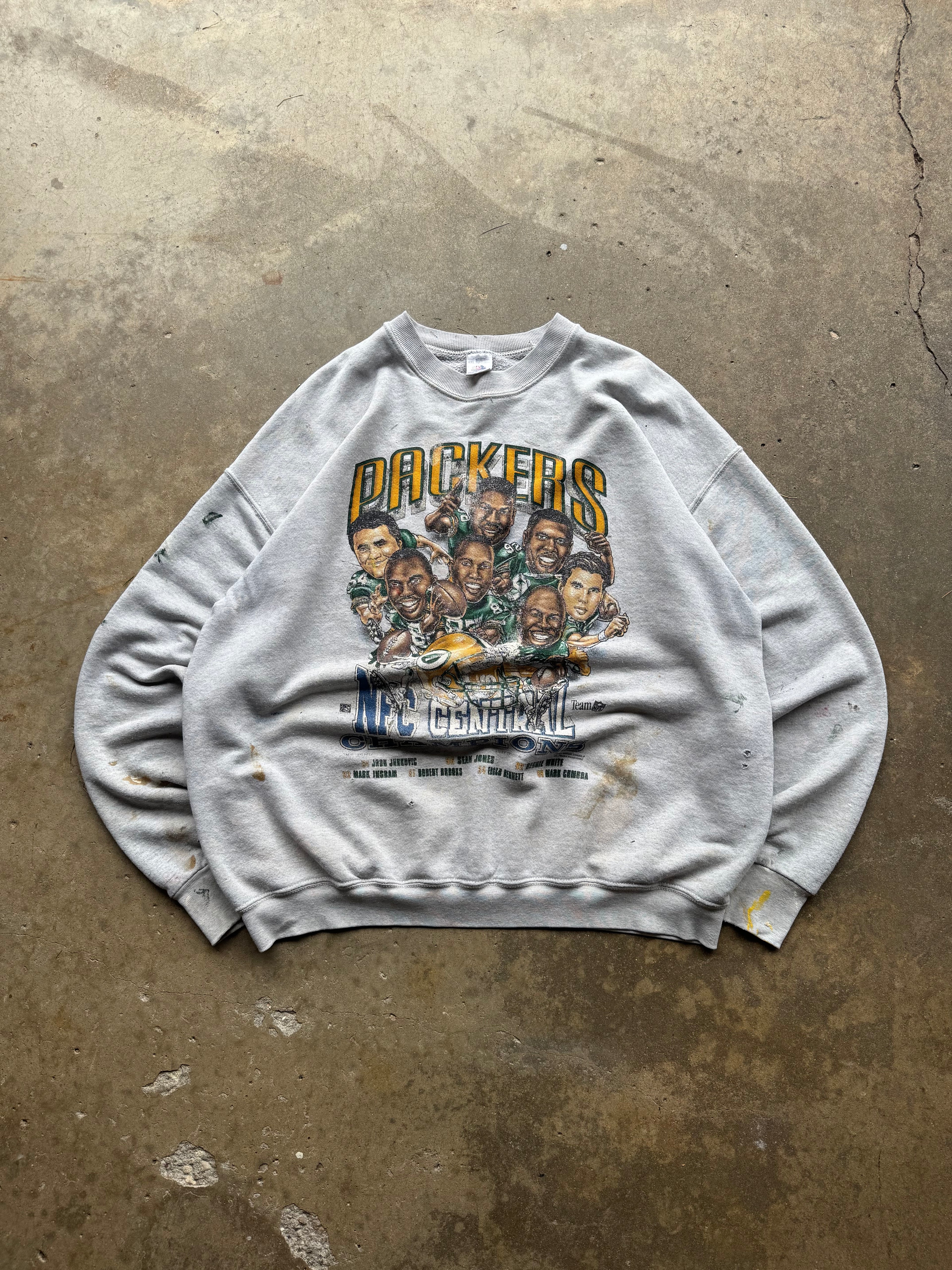 (XL) 90s Thrashed Green Bay Packers Caricature Crewneck