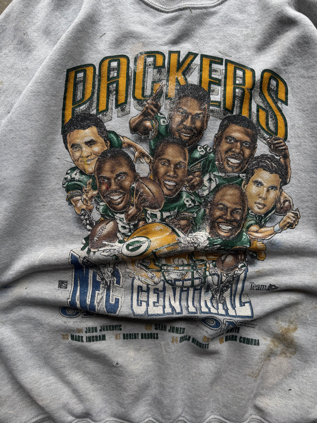 (XL) 90s Thrashed Green Bay Packers Caricature Crewneck