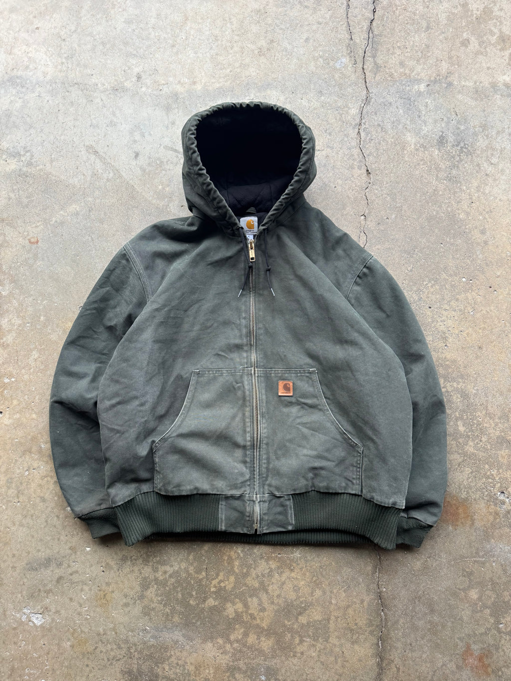 (XL) 00s Olive Green Faded Carhartt Jacket