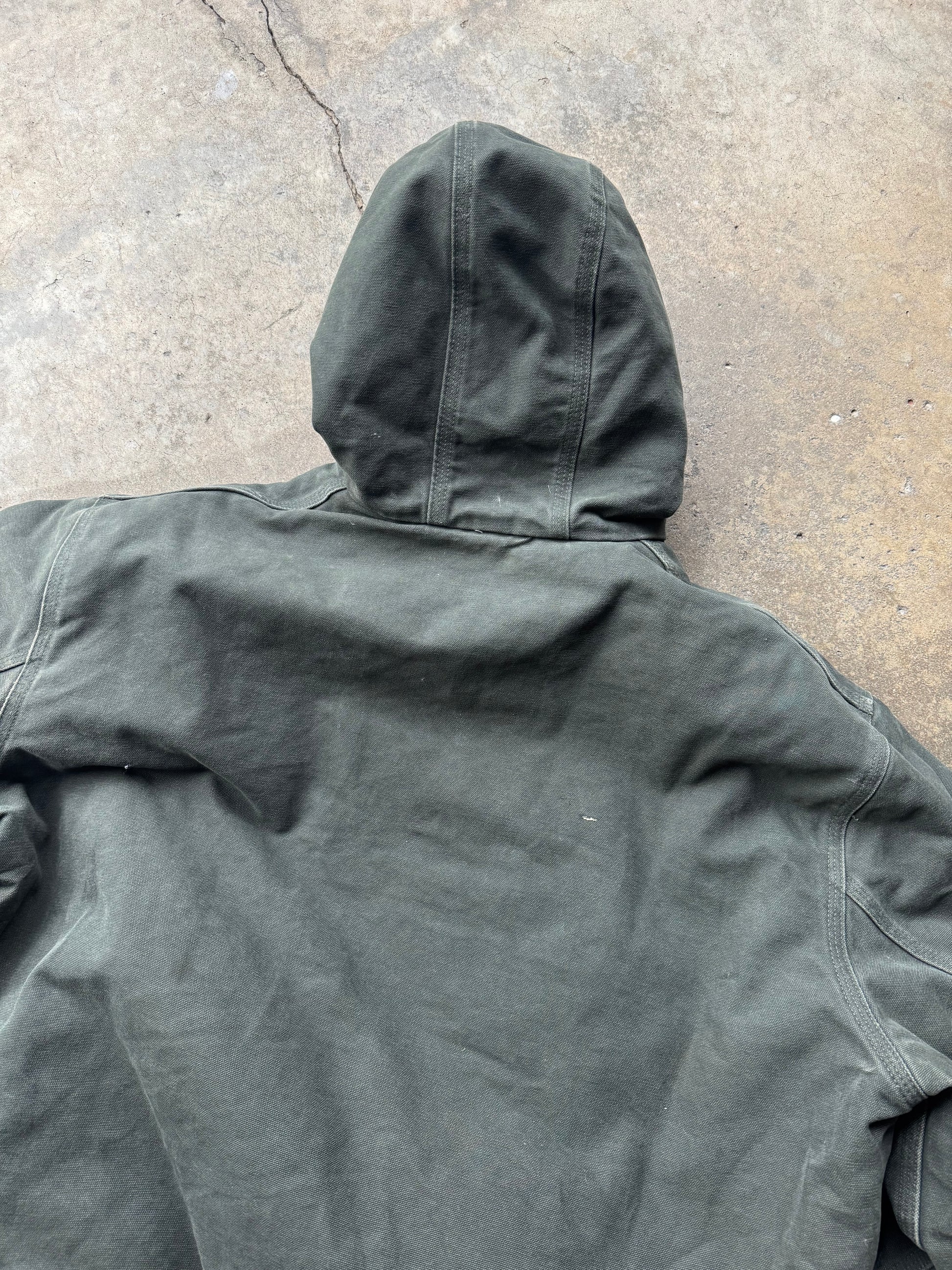 (XL) 00s Olive Green Faded Carhartt Jacket