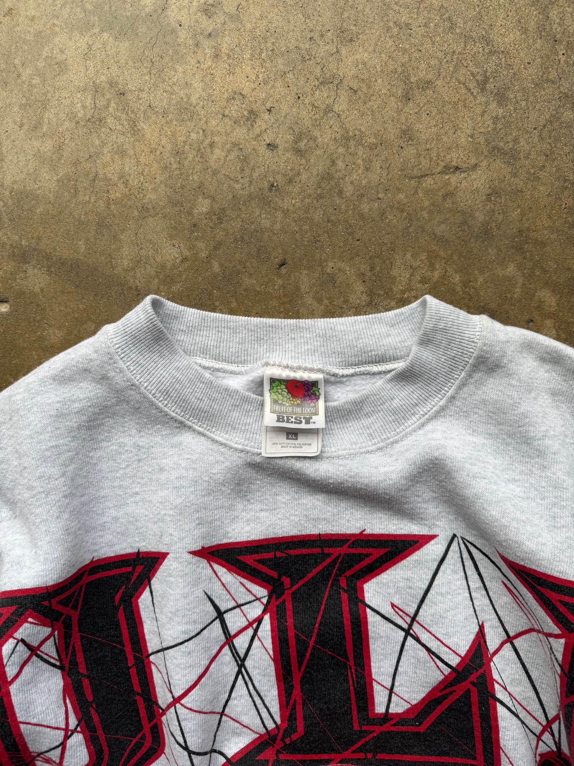 (XL) 90s Chicago Bulls AOP Spell-Out Crewneck