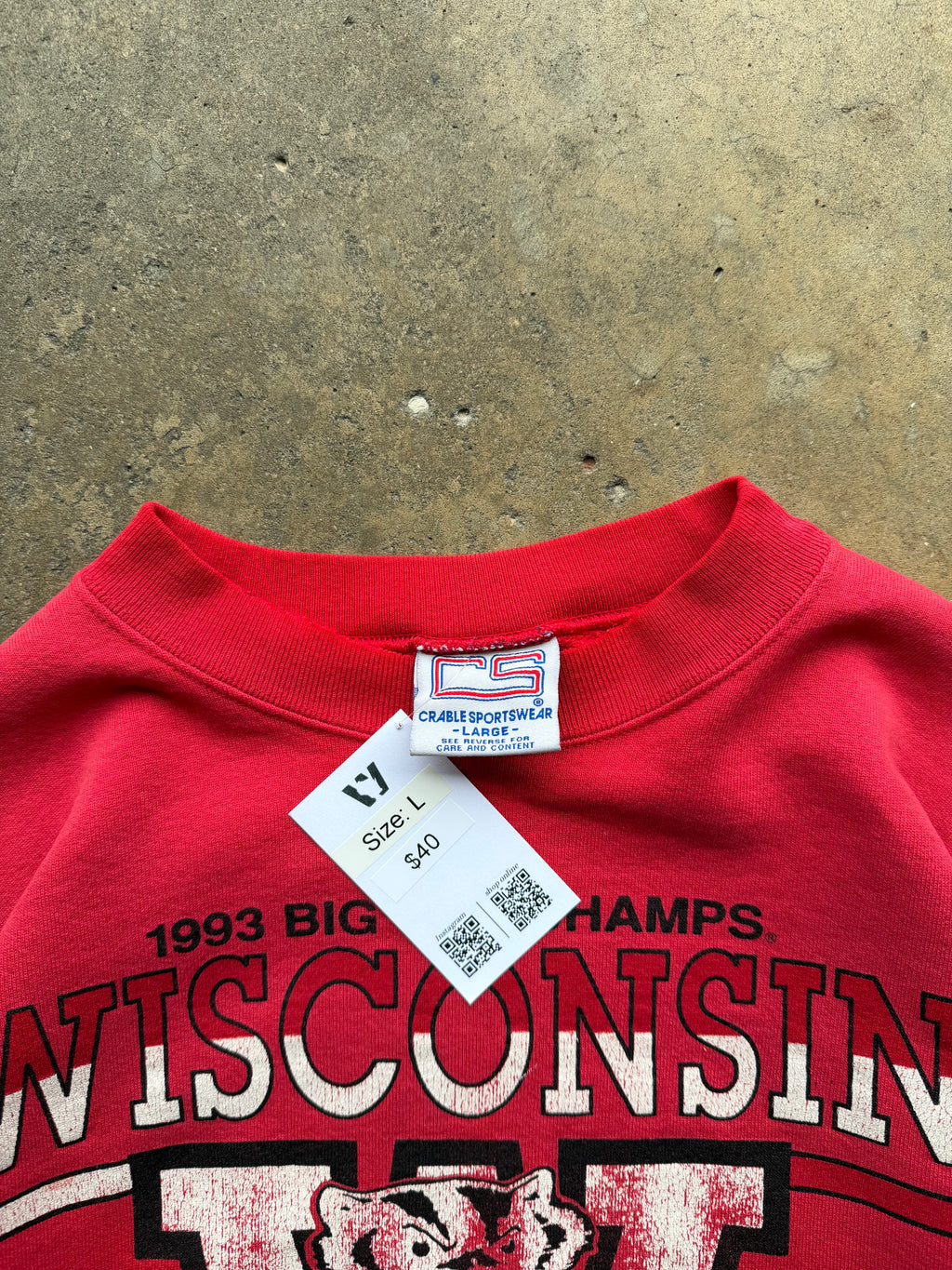 (L) 90s Wisconsin Badgers Rose Bowl Crewneck