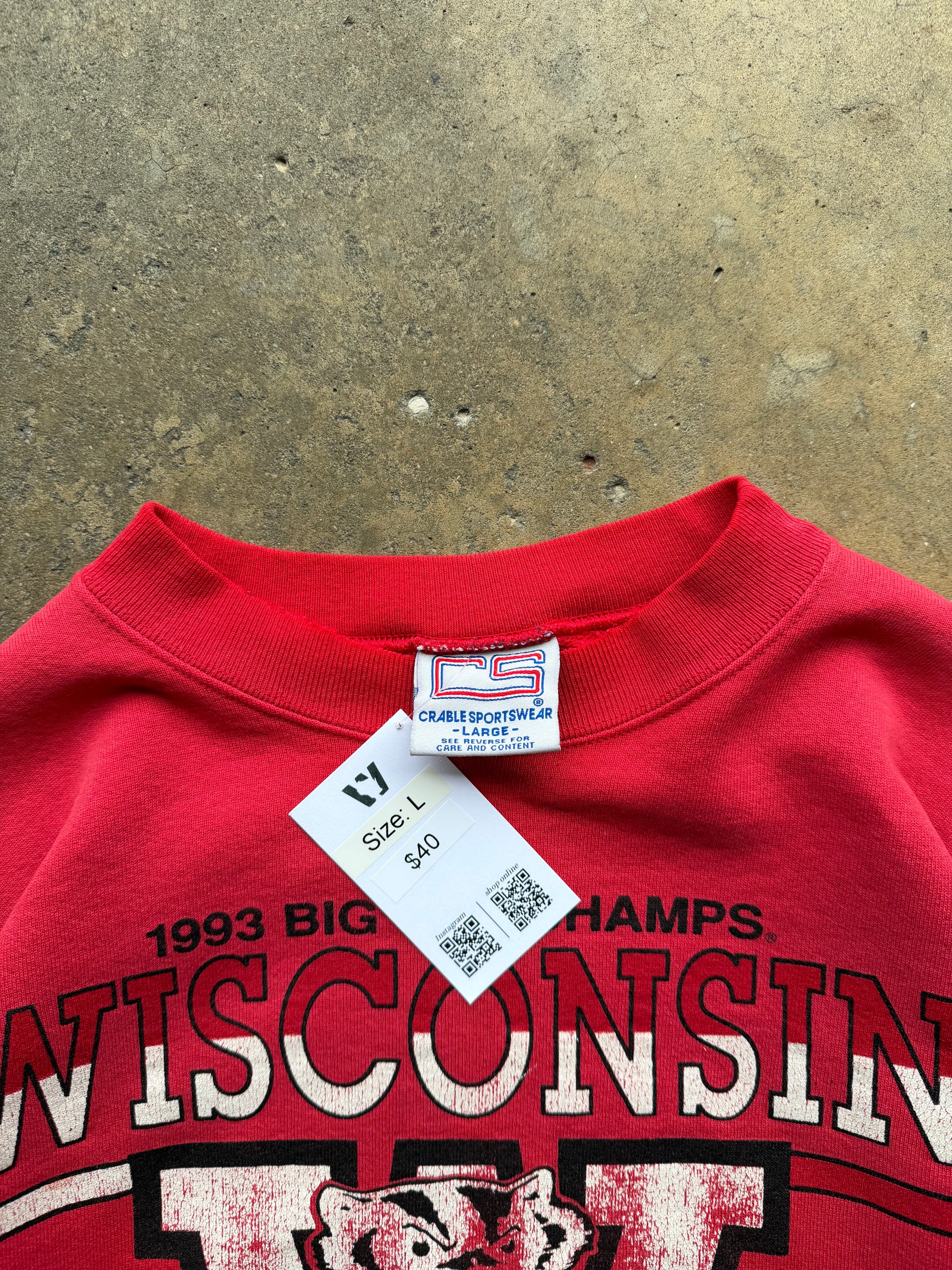 (L) 90s Wisconsin Badgers Rose Bowl Crewneck