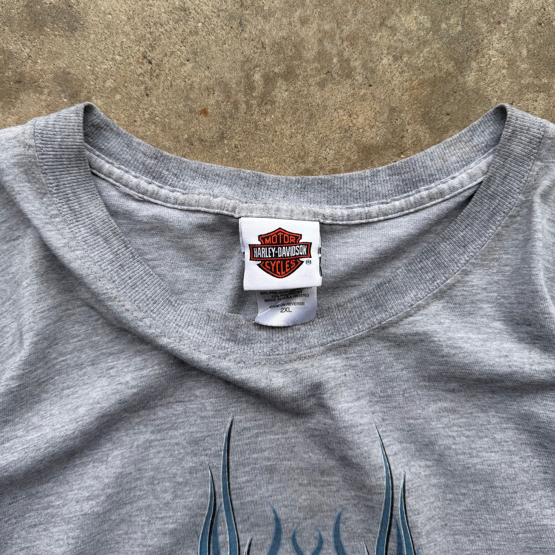 (XXL) 00s Harley Blue Flame Long Sleeve Tee